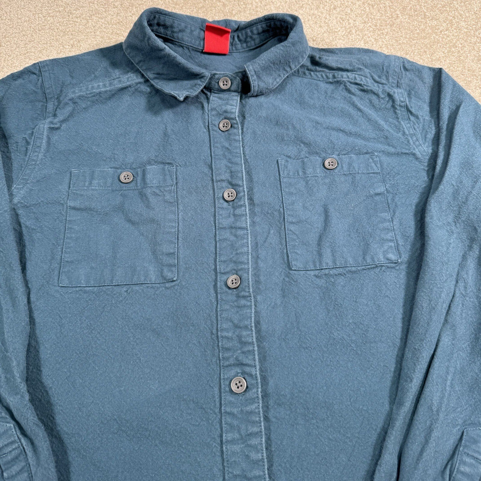 Eastern Mountain Sports Shirt Women XL Blue Button Down EMS Hike Outdoors