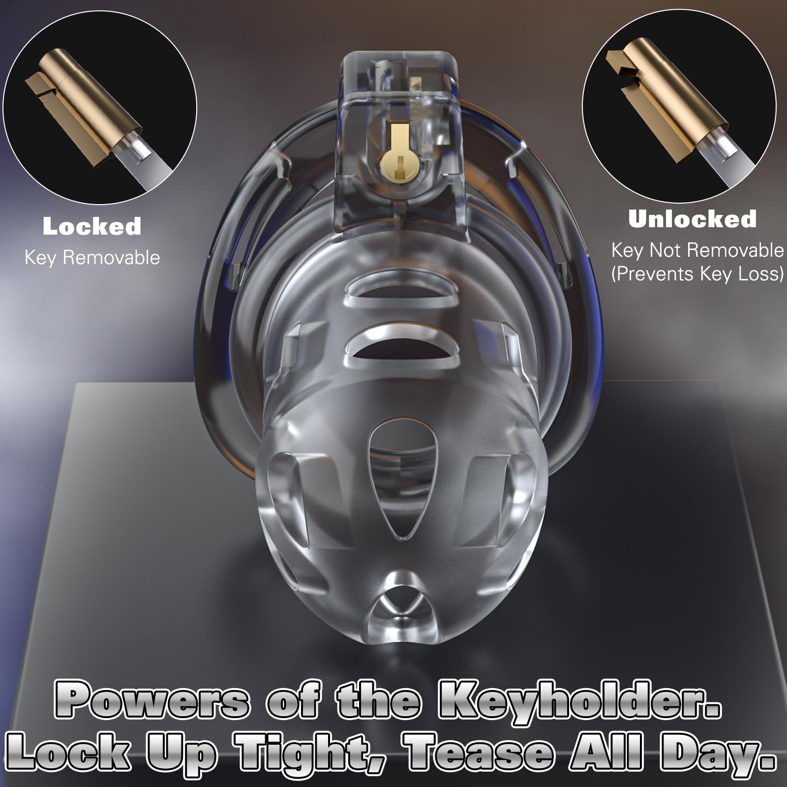 Male Chastity Cage Device, Soft Silicone Cock Cage with 6 Size Rings, Adjusta…