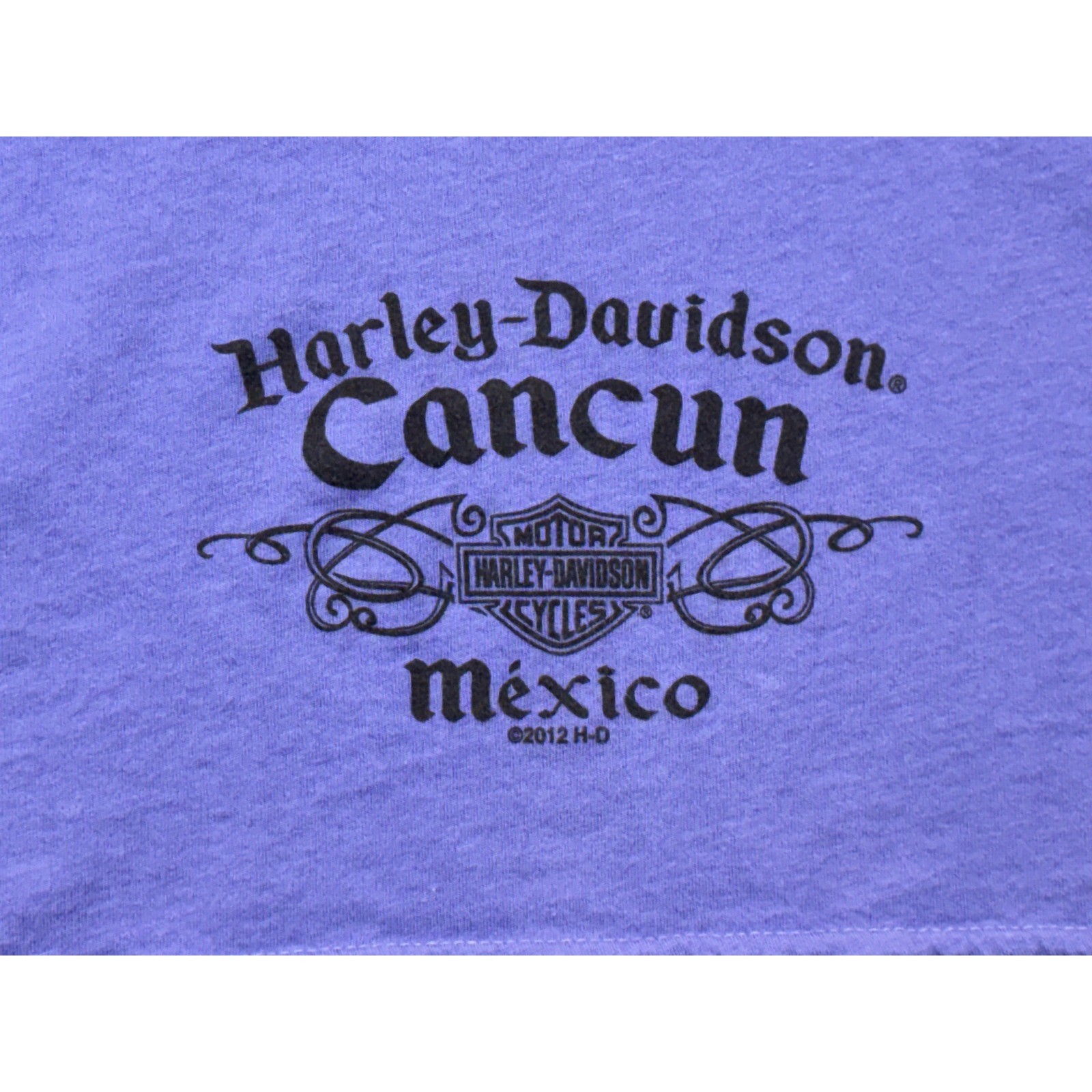 Harley-Davidson Cancun Mexico Purple Keyhole Back Graphic T-Shirt Womens 2XL