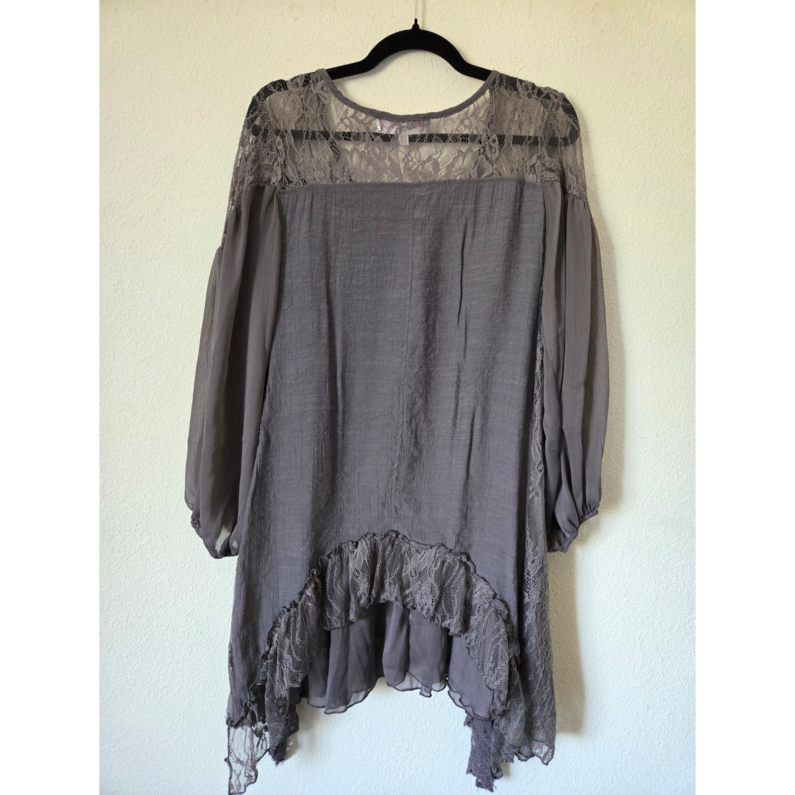 Pretty Angel Womens L Lace Tunic Top Boho Crochet Embroidered WHIMSIGOTH Fairy