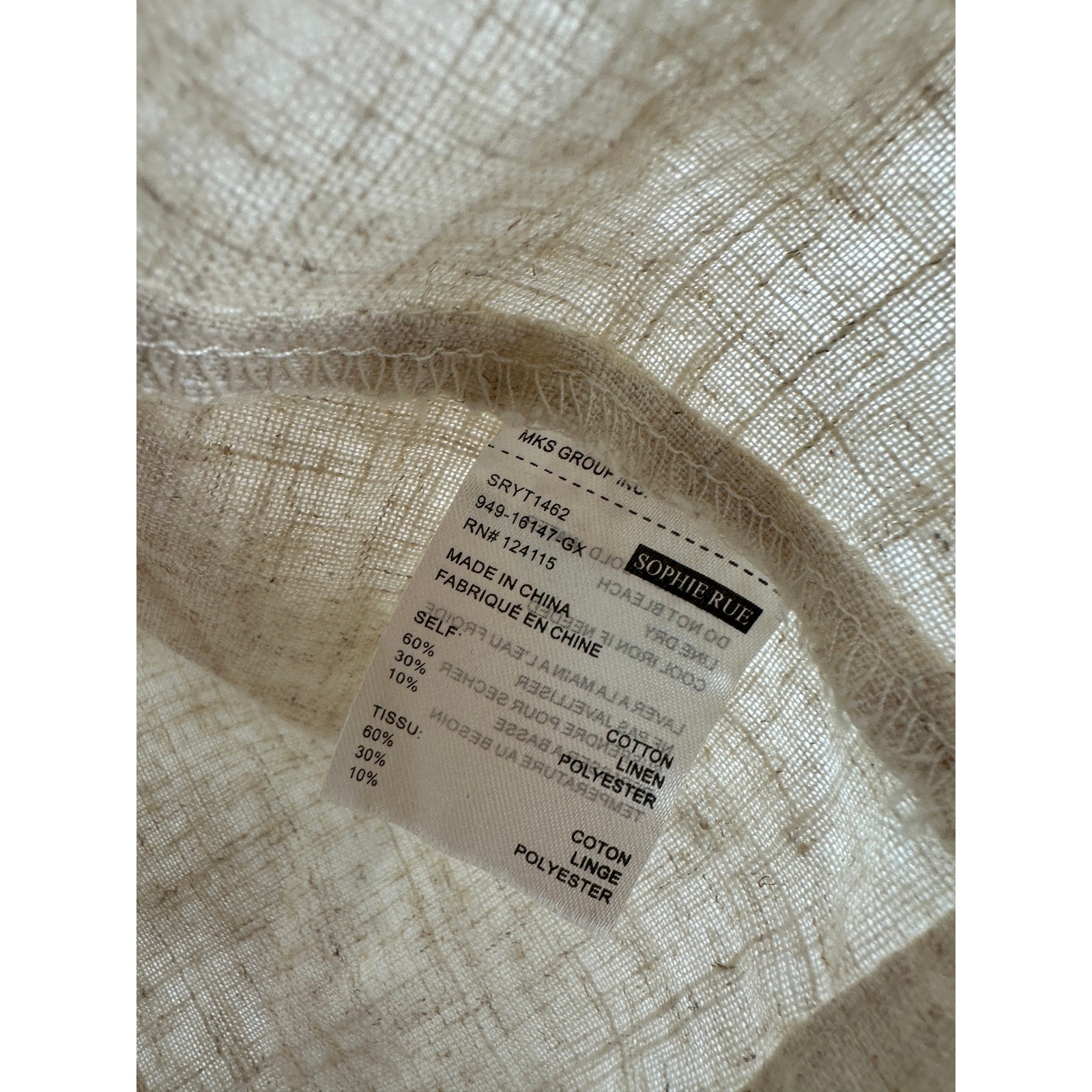 Sophie Rue Womens Cream Tie Front Linen Blend Cardigan Shirt Size L Boho Coastal