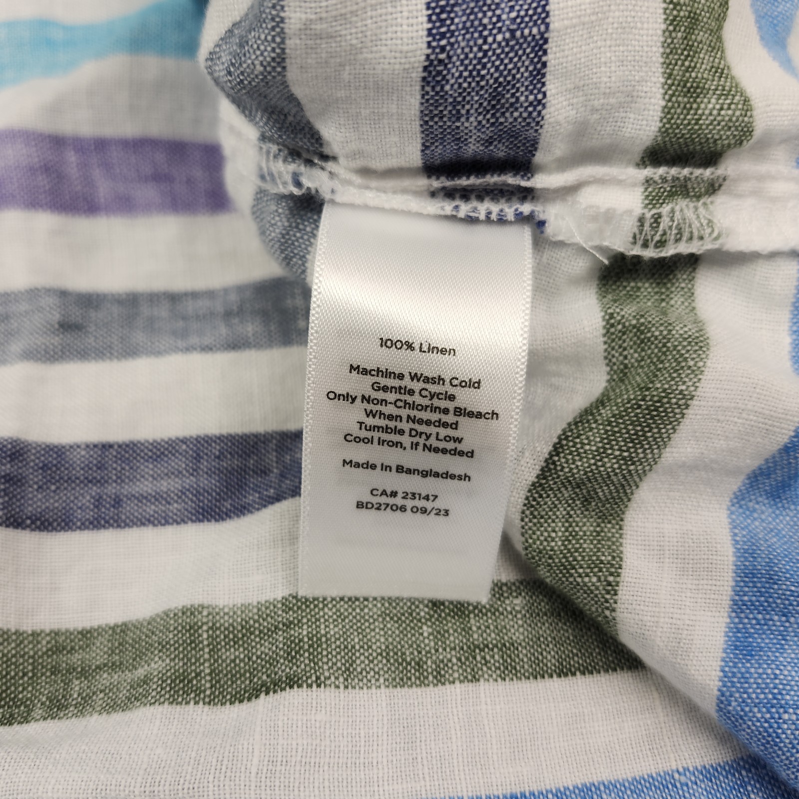 Talbots Blue Purple Gray Striped Linen Top Womens Size Medium