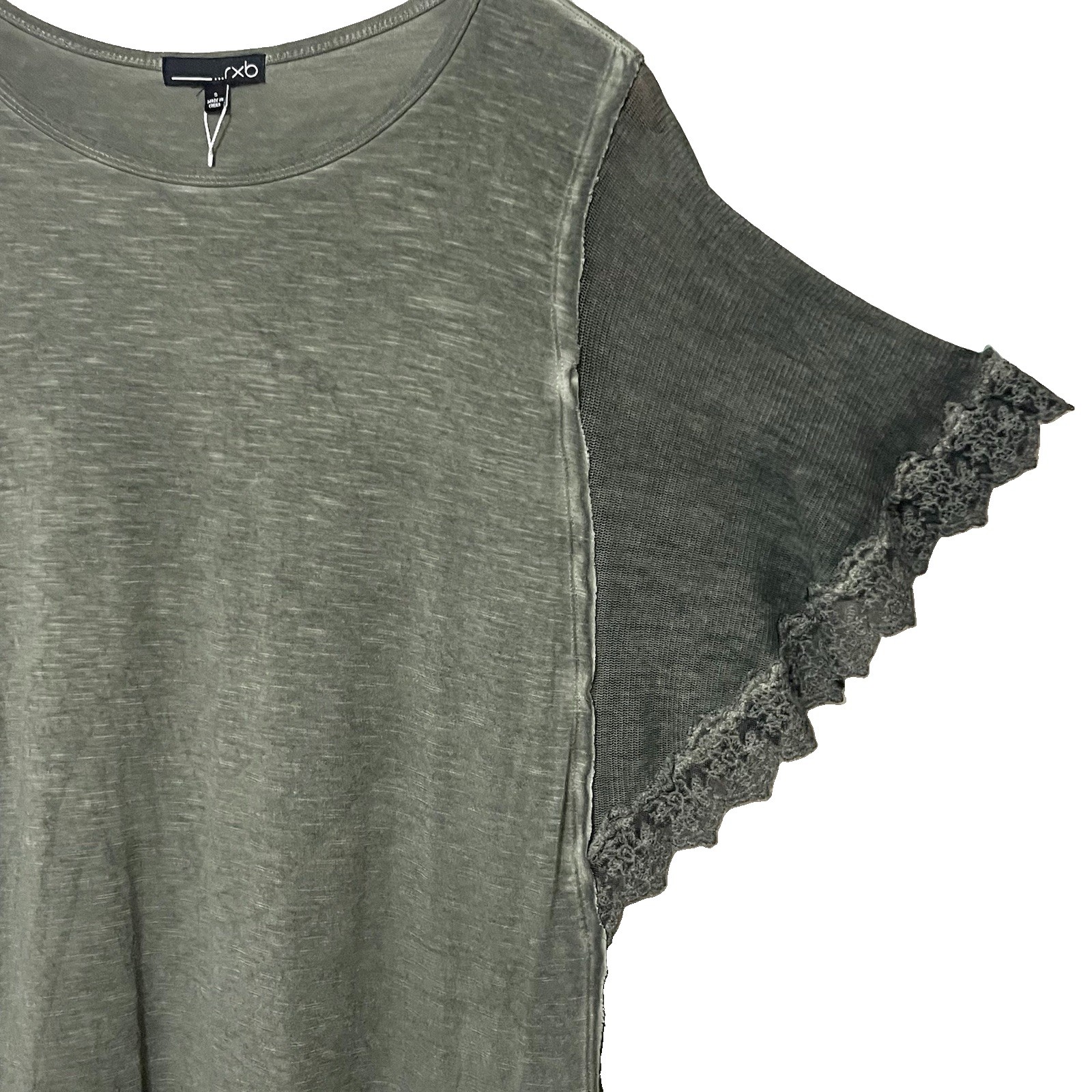 NEW RXB Boho Top Dark Green Sheer Bell Sleeves Women’s Size S Romantic Blouse