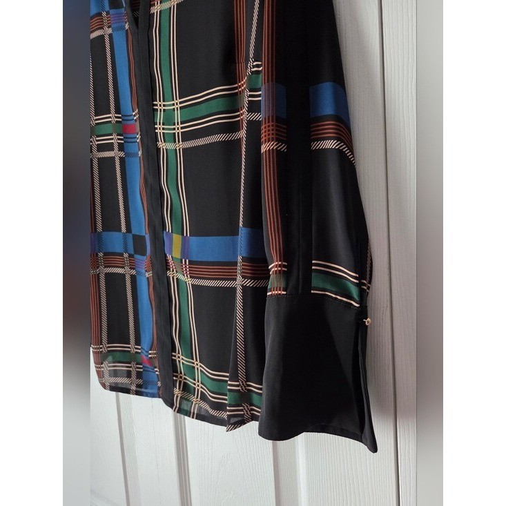 The Limited Black Plaid Split-Neck Blouse Size S