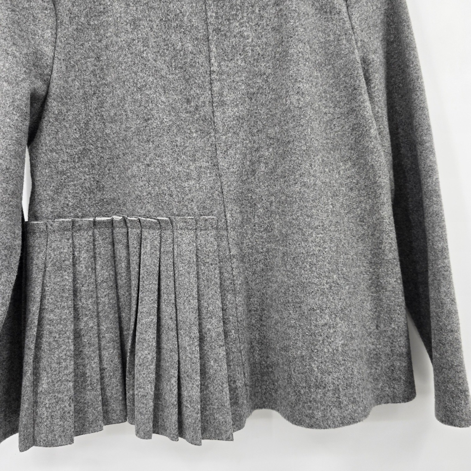 Gallery Pleated Peplum Top Long Sleeve Gray Made in Korea Minimalist