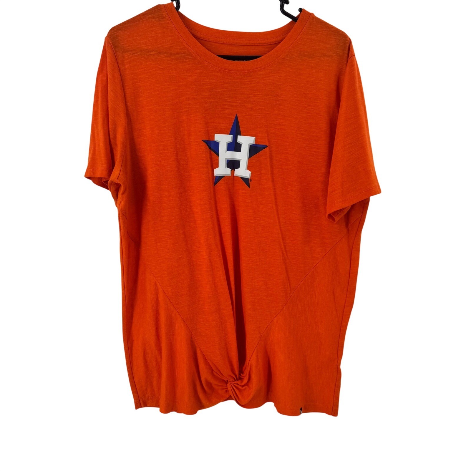 New Era Houston Astros Baseball Orange Twist Front T Shirt Womens 1X