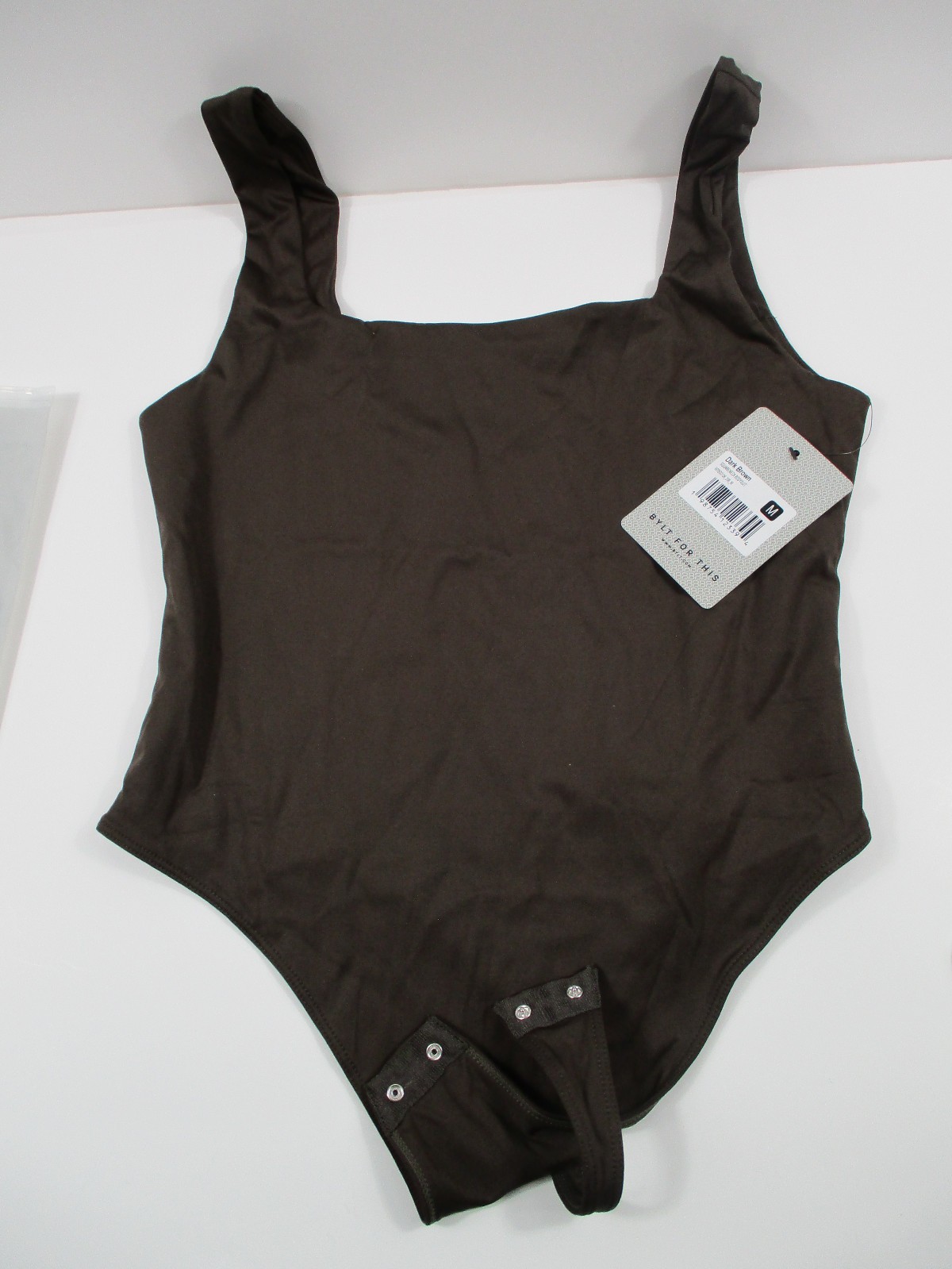 -NWT BYLT Basics Square Neck Bodysuit Women’s Bodysuit Dark Brown Sz M