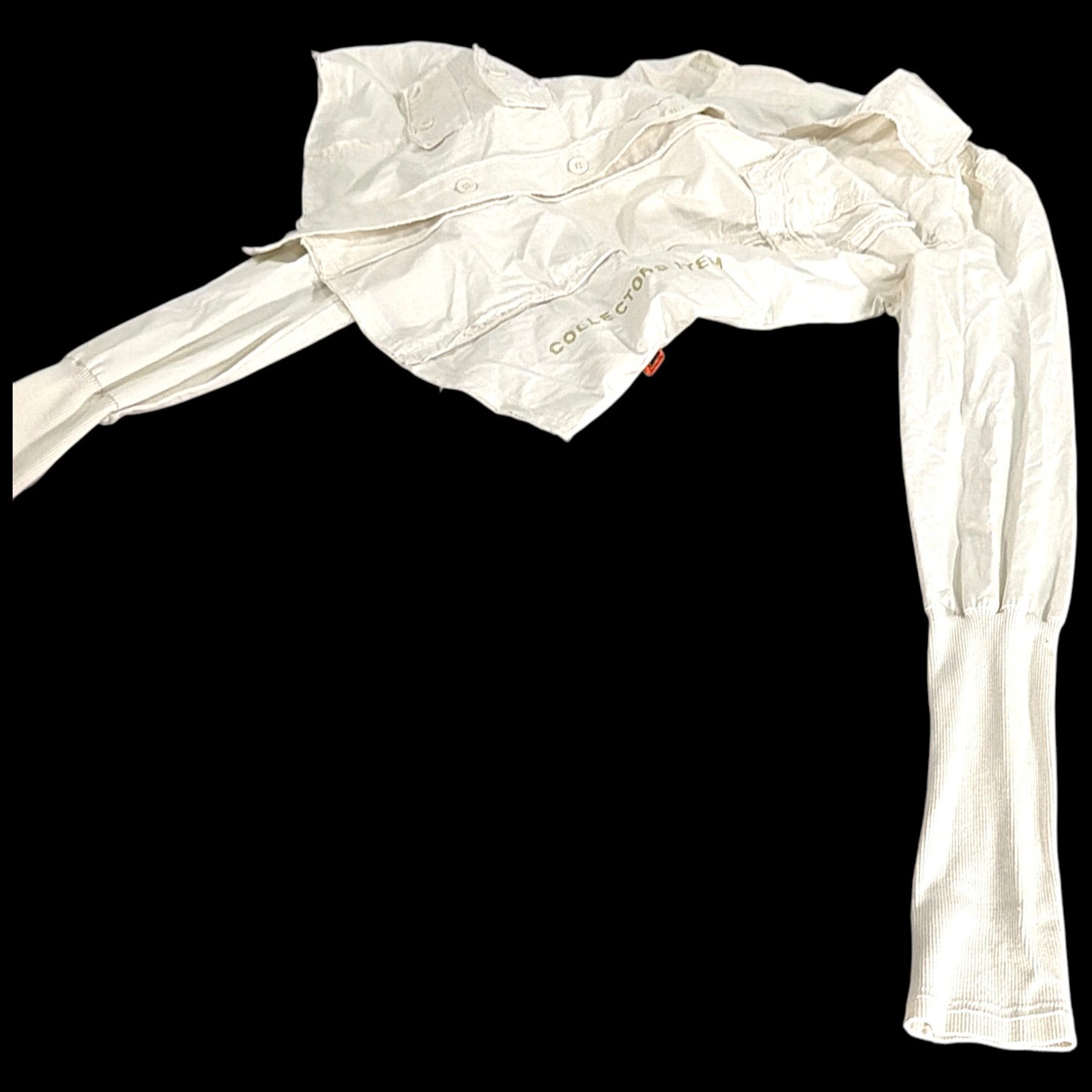 Object Collectors Item Top Womens M White Shirt Distressed Scandinavian Y2K
