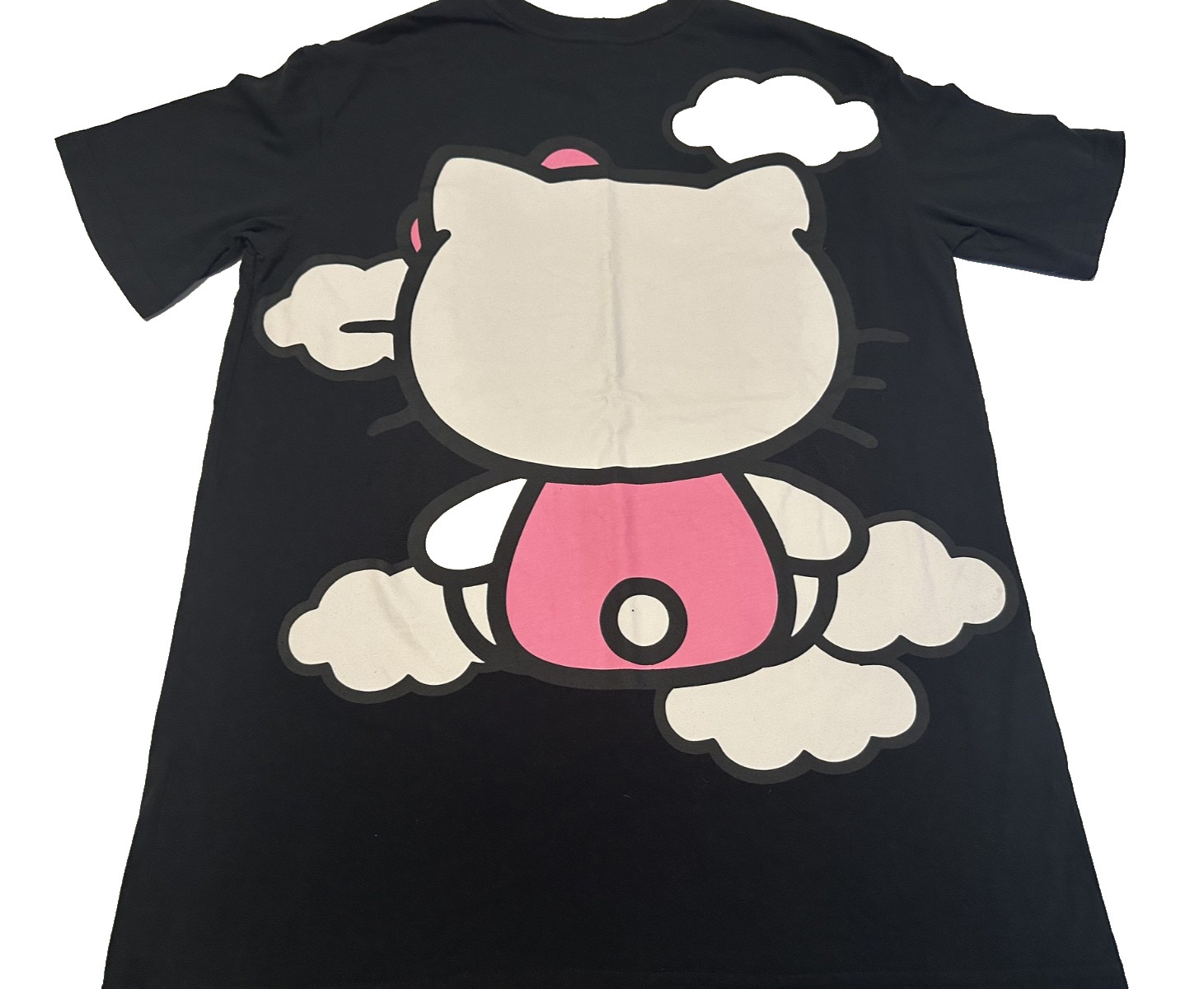 Hello Kitty women Black Graphic Cotton T-Shirt Crew Neck Short Sleeve L