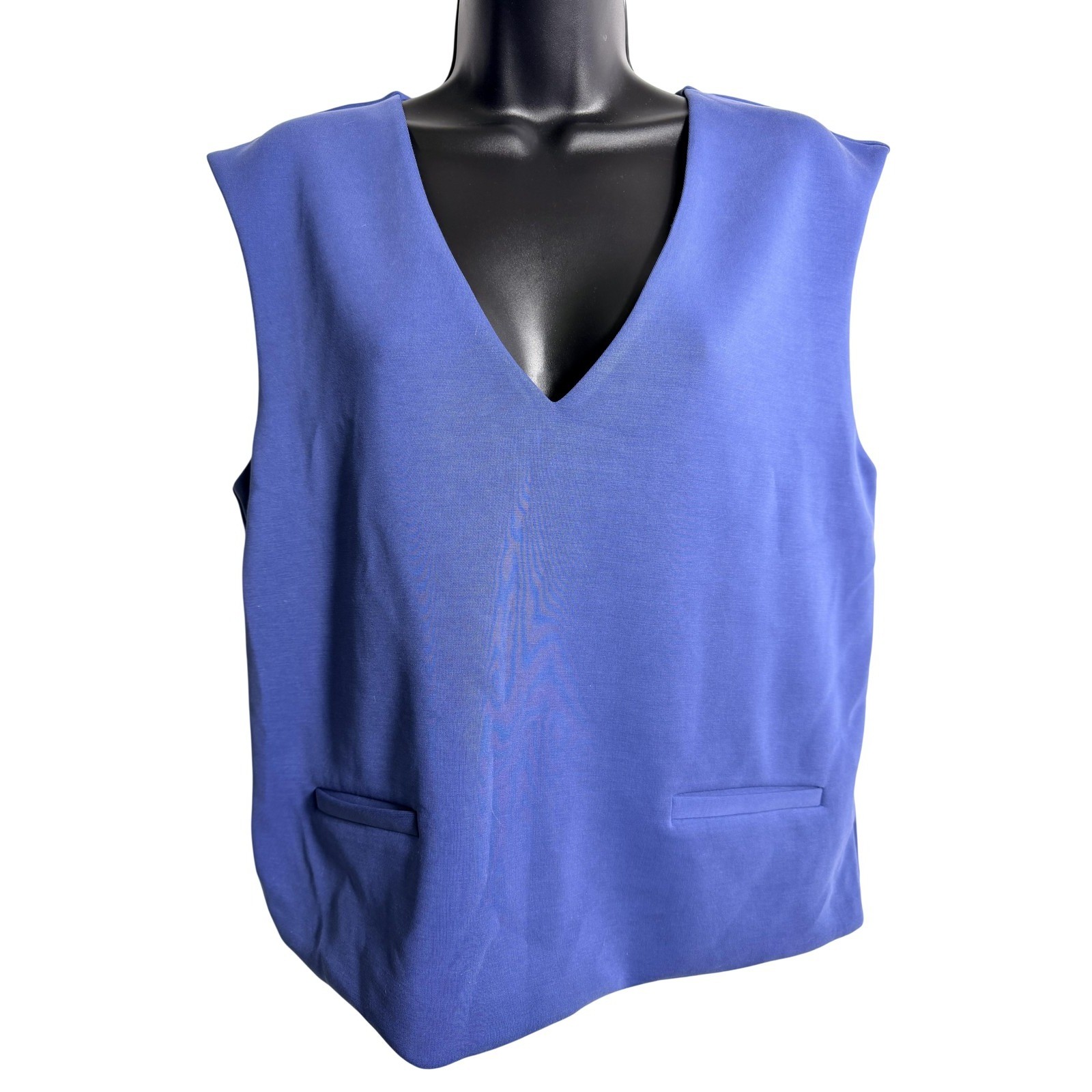 A New Day Tank Top Womens Medium Blue V Neck Sleeveless Stretch Basic NWT