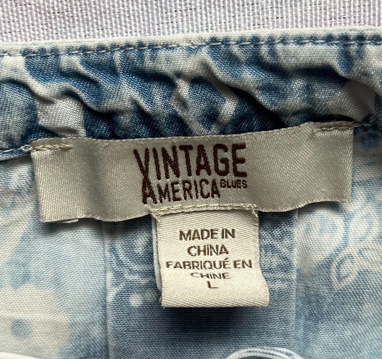VINTAGE AMERICA BLUES Womens Top L Blue Raglan sleeve Lyocell Excellent