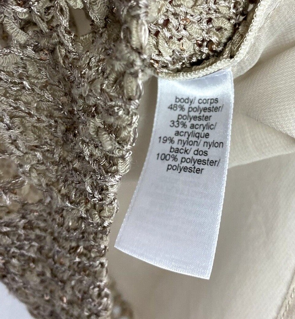 Maurices Women’s Metallic Accent Sequins Sheer Back Sweater Top Long Sleeves M
