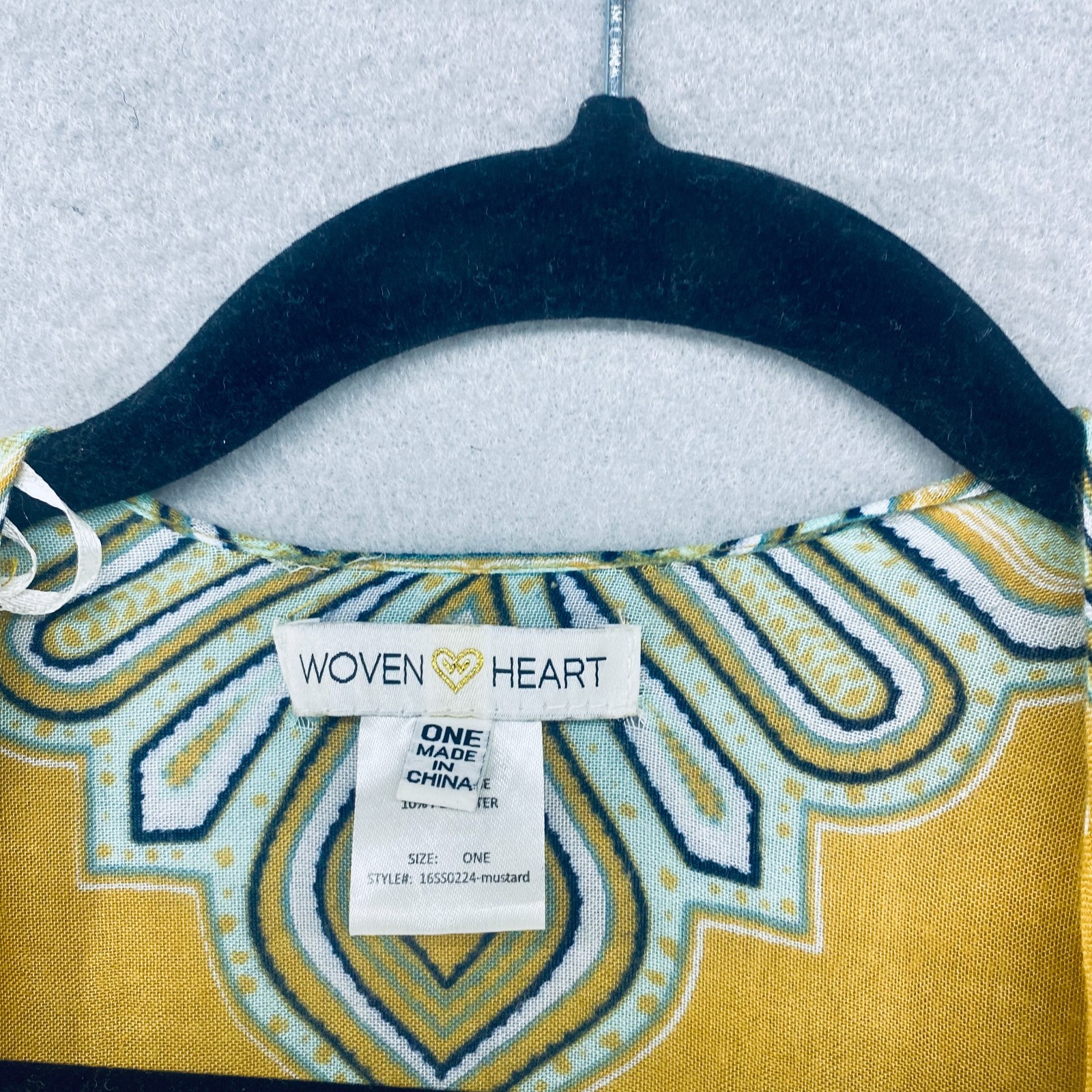 Derek Heart Top Womens OS Mustard Yellow Floral Kimono Fringe Boho