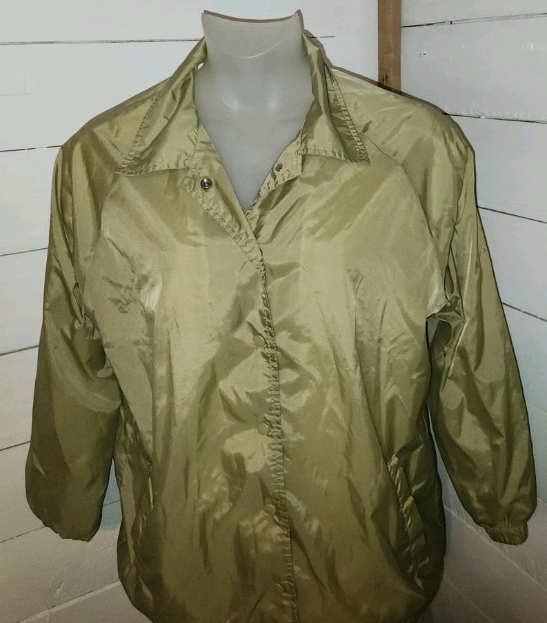 Anthony Richards Windbreaker Jacket Size Women’s Large Long Sleeves Gold Snap