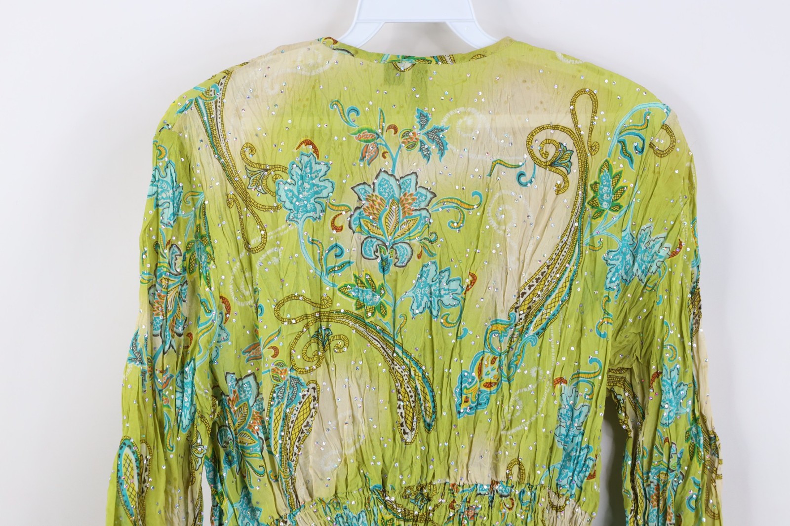 Vtg 90s Y2K Streetwear Womens Medium Babydoll Bella Fairy Flower Sequin Shirt