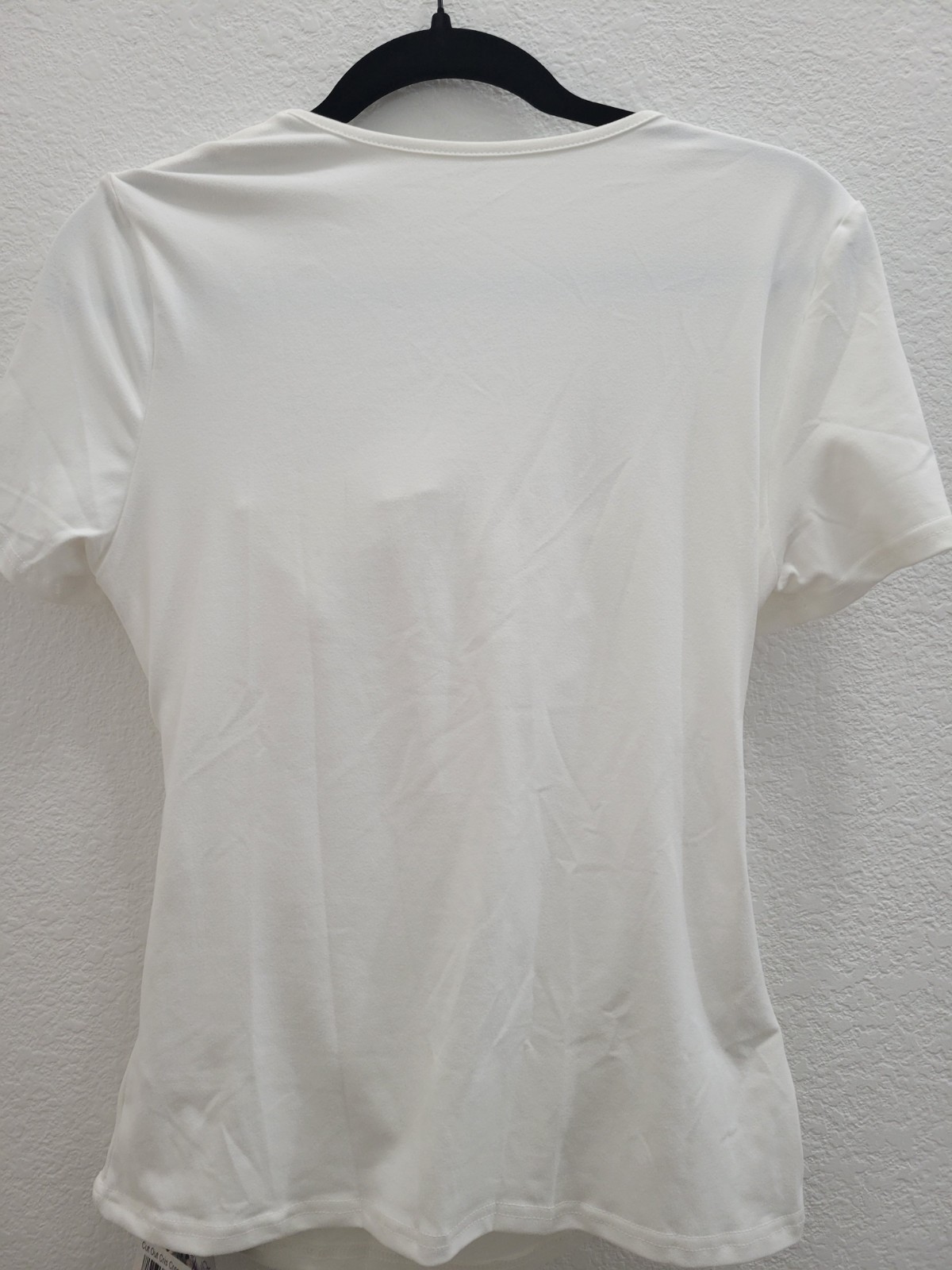 White Short Sleeve Blouse with Twist Front and Ring Detail Women’s Top