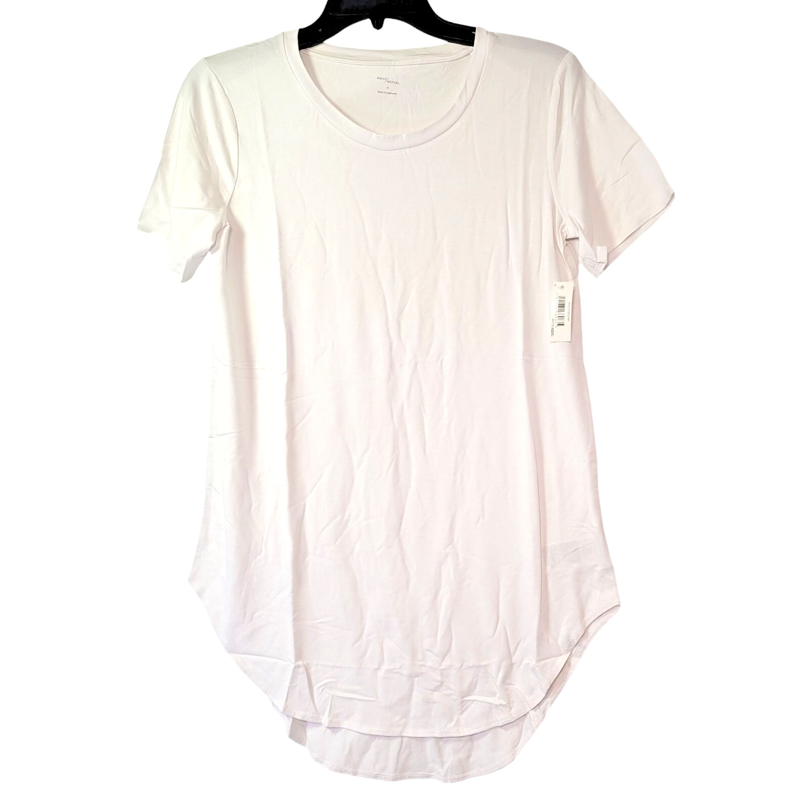Daily Ritual Women’s White Short Sleeve Hi Lo Long T-Shirt Size Medium
