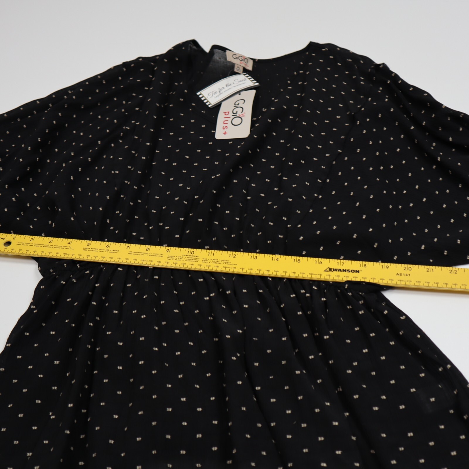 GIGIO PLUS Black Polka Dot Summer Pattern Tunic Top Shirt Blouse Women’s Size XL