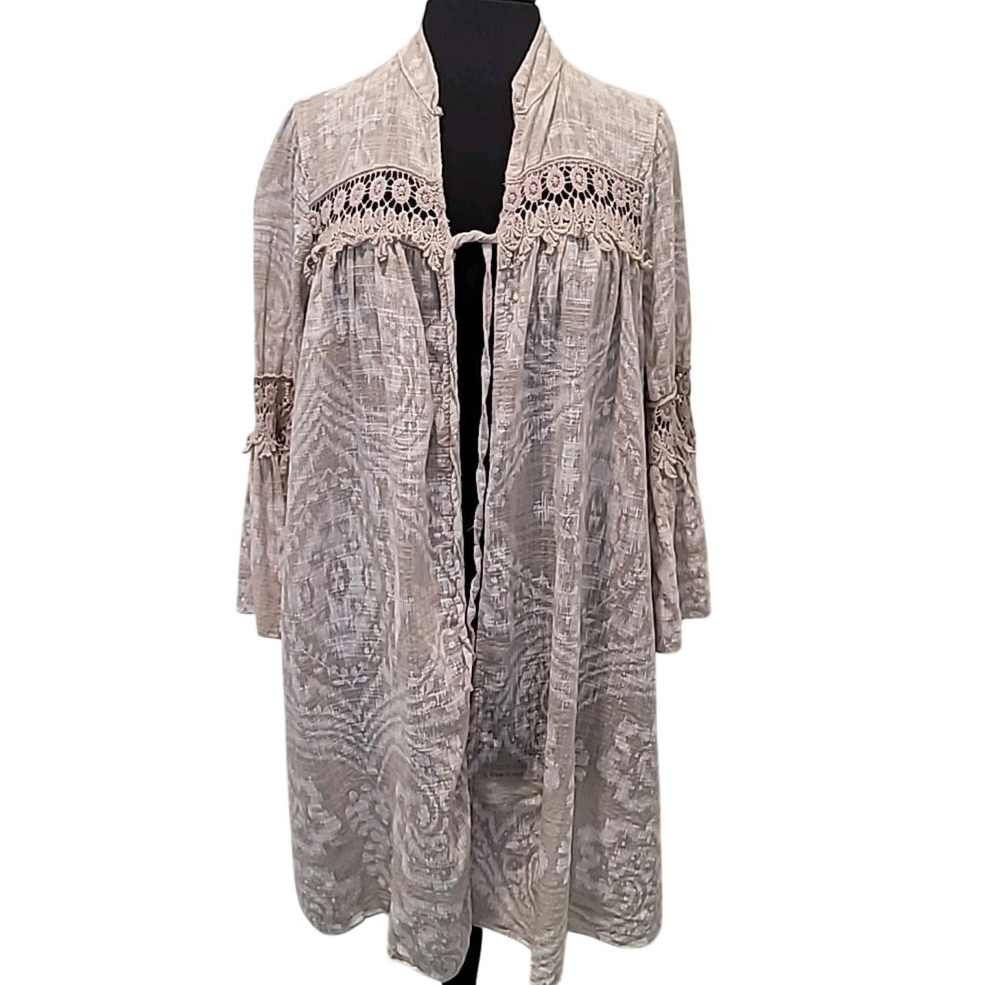 Kaktus Italy Tie Front Smock Top Boho M Cottagecore Fairy Romantic Festival