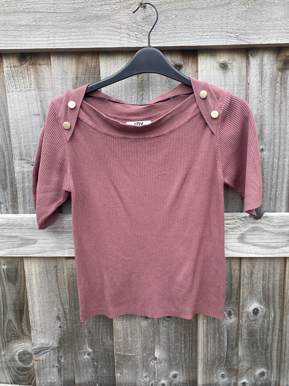 JDY Dusky Pink Half Sleeve Size Medium Ribbed Soft Stretch T Shirt👍🥰👍