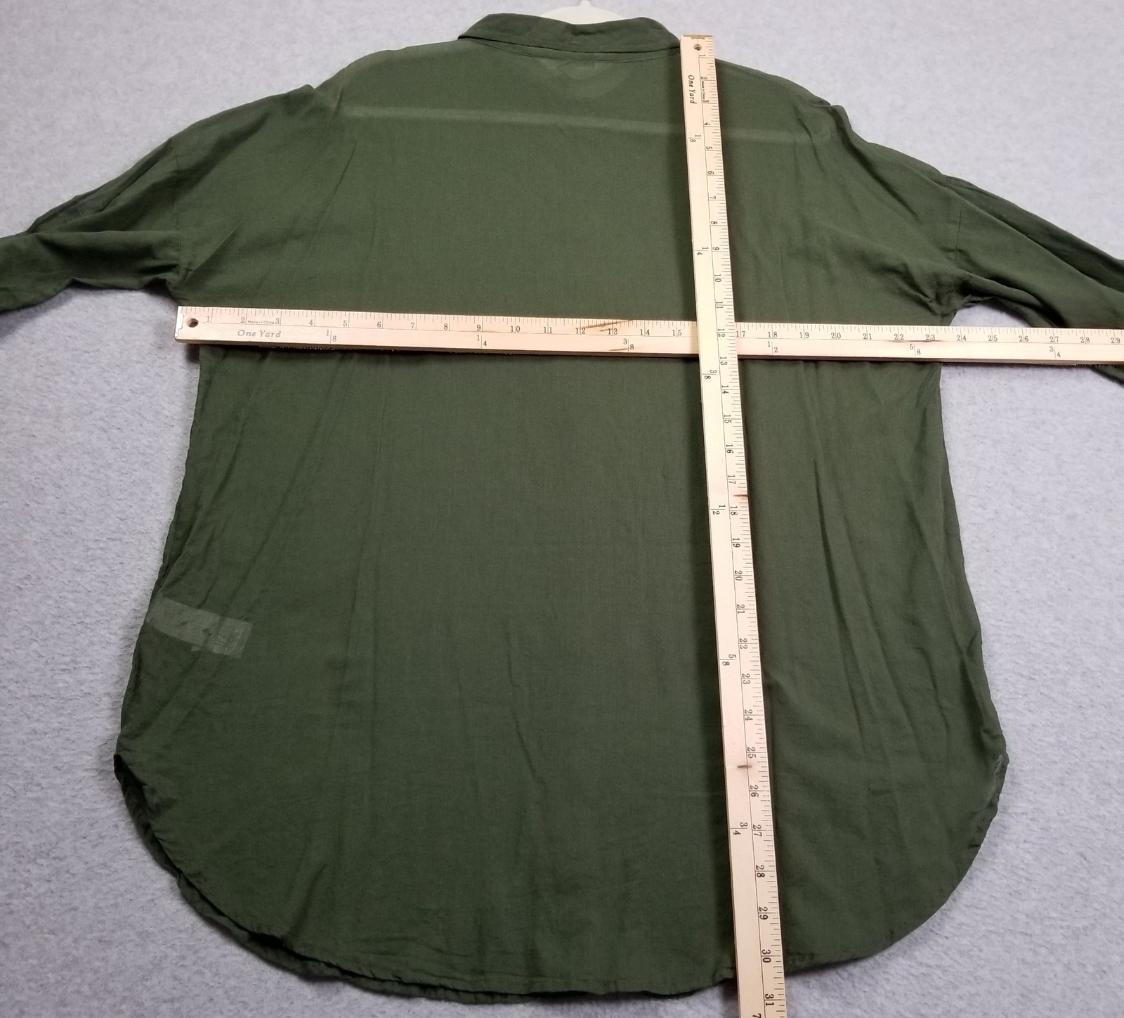 Primark Button Up Shirt Women’s Small S Green Long Sleeve Cotton Tunic Top Sheer