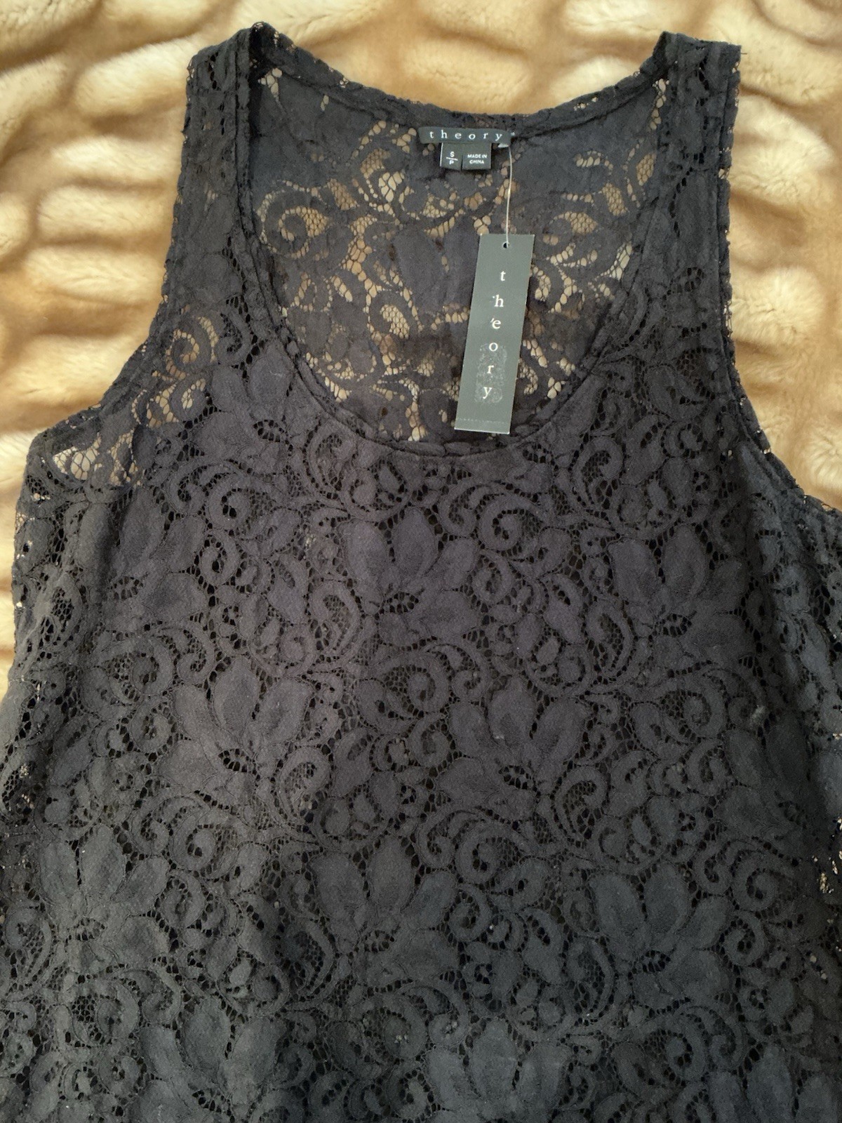 Theory Isaac Black Lace Tank Small NWT Women’s Retail $225