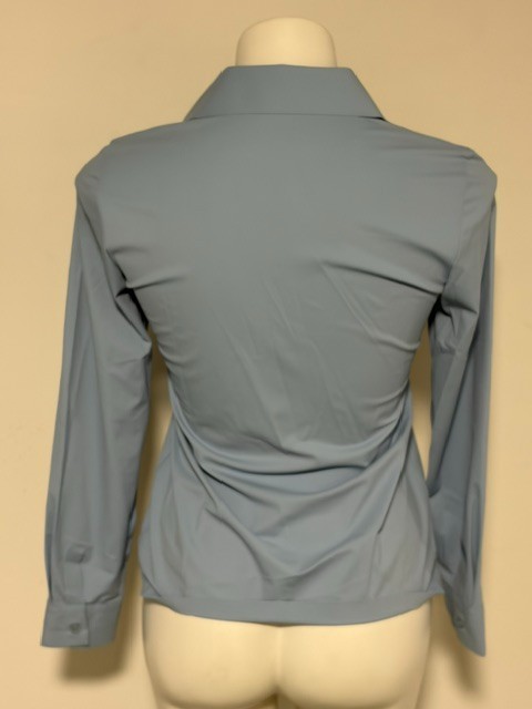 DESIGN IN PARIS BLUE SILKY BUTTON DOWN BLOUSE XS