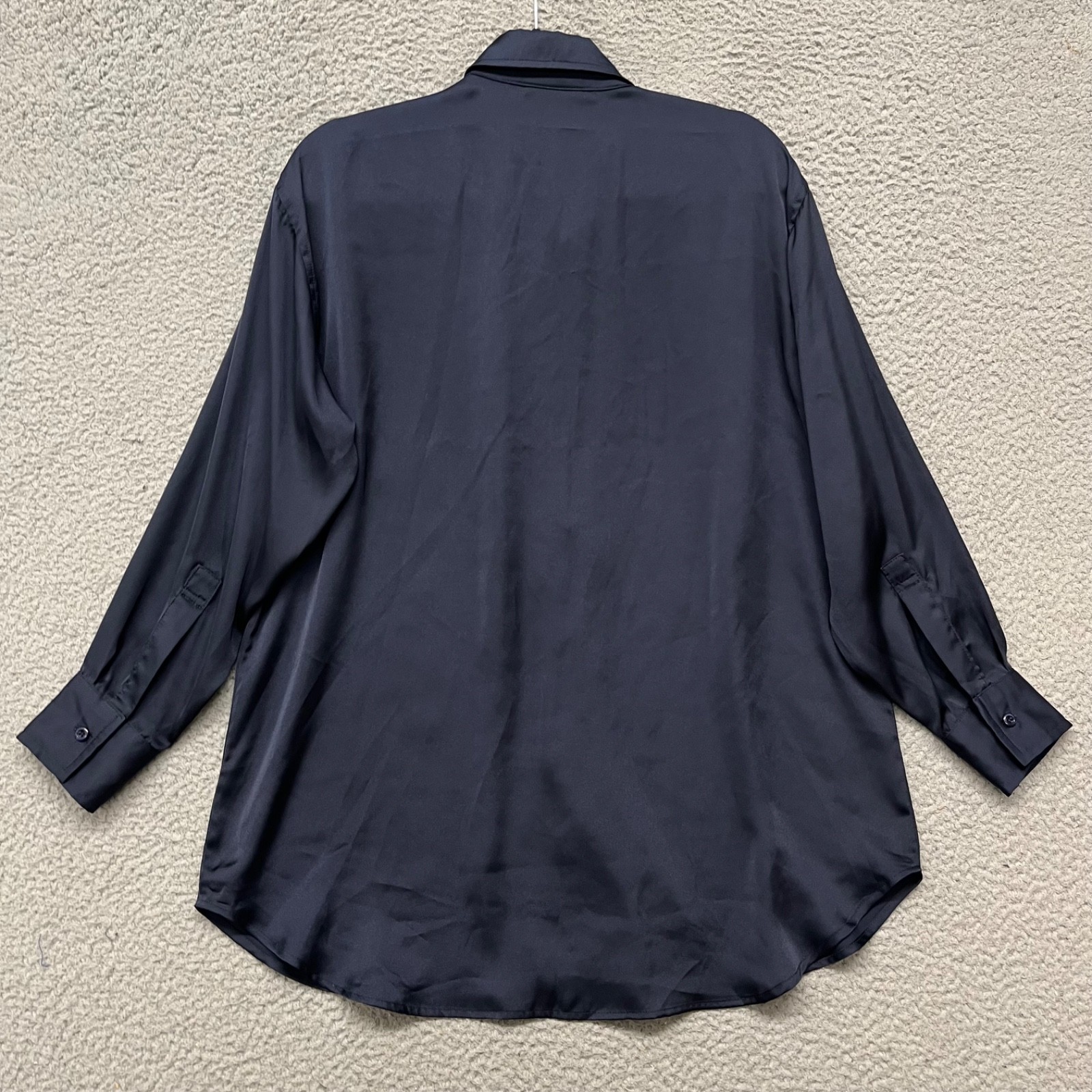 Koch Top Womens XS Blue Satin Long Sleeve Button Up Classic Designer Elegant