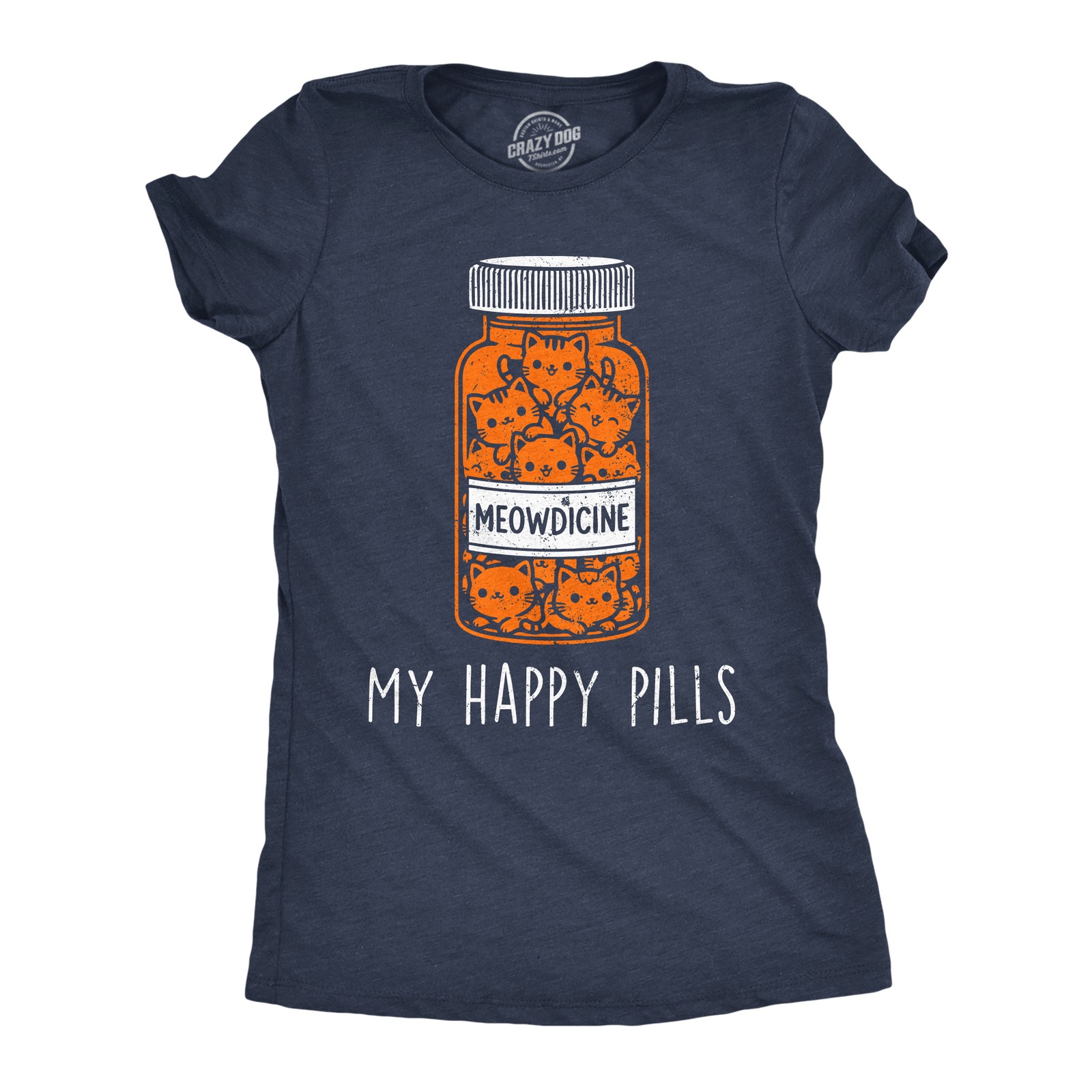 Womens Funny T Shirts Meowdicine My Happy Pills Sarcastic Kitty Graphic Novelty