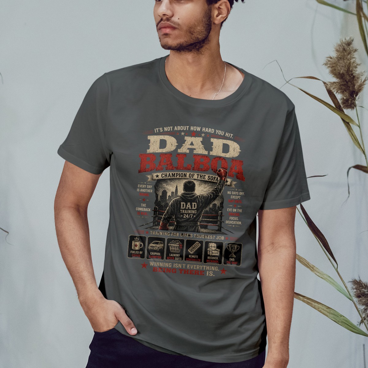 Its Not About How Hard Mens T-Shirt Rocky Parody Fatherhood Fathers Day