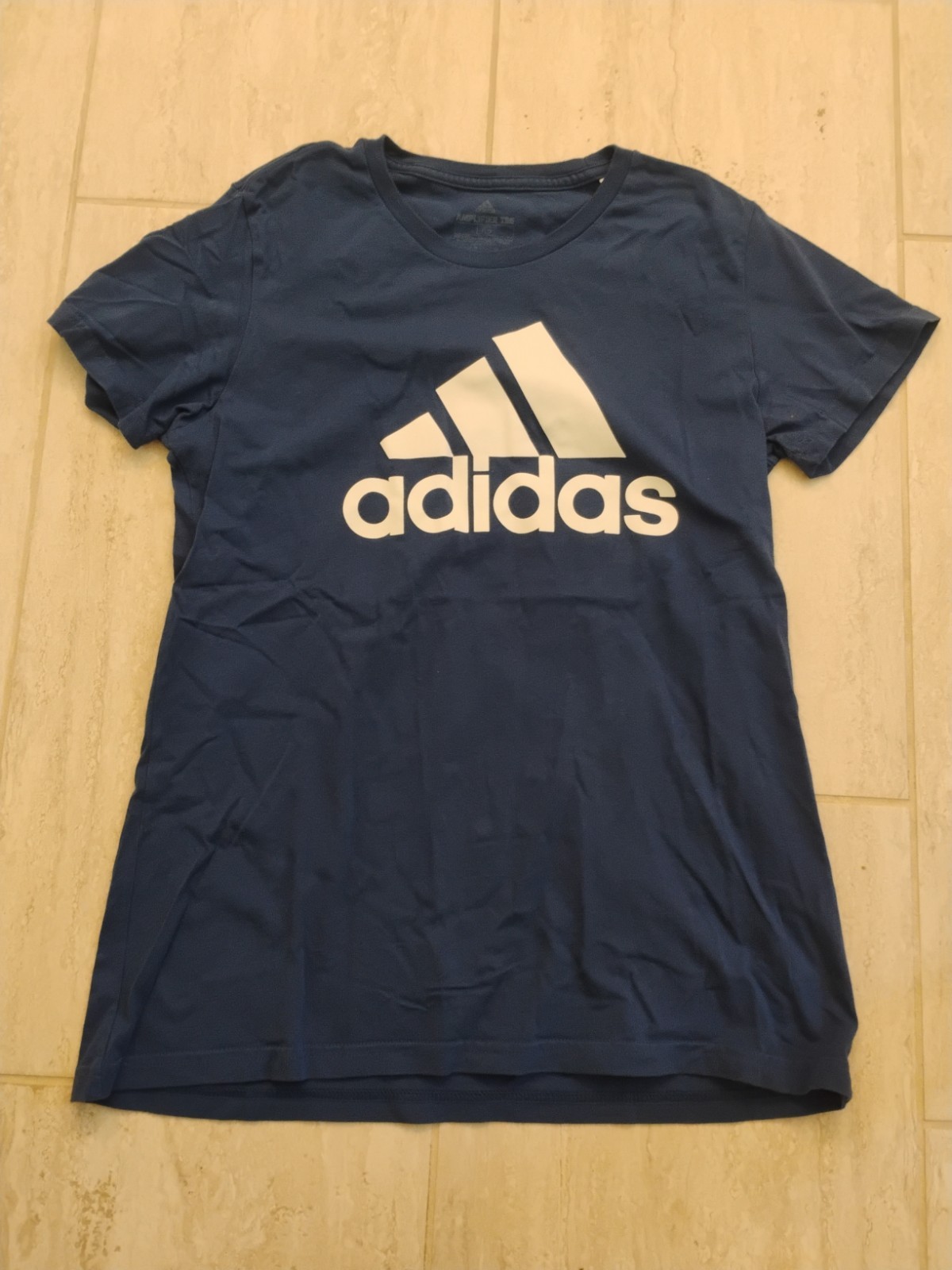 Adidas Womens Short Sleeve T-shirt Large Blue Amplifier Tee Cotton Y2K Logo