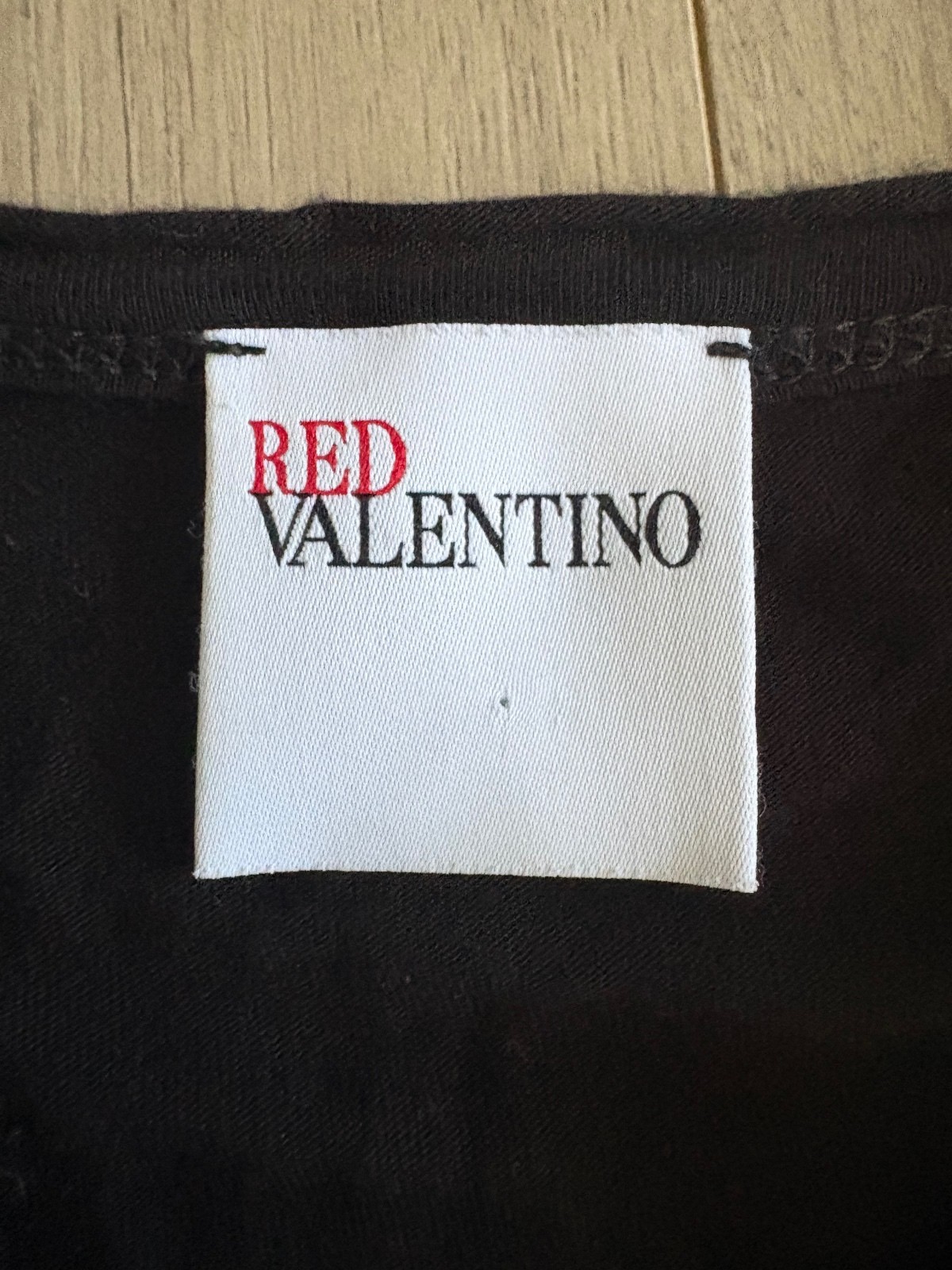 Red Valentino Black Modal Blend T-Shirt with White Lace Appliqué
