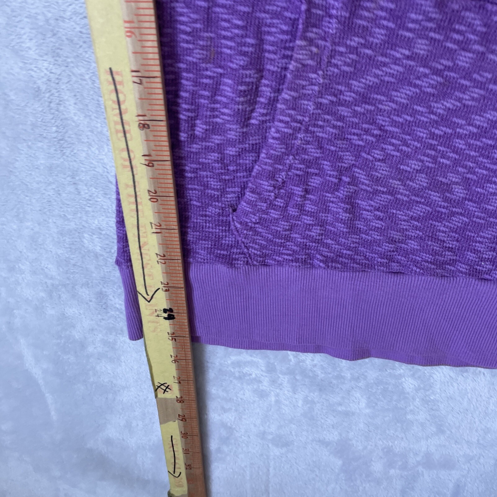 Pure Karma Womans Blouse Top Purple Small Solid Short Sleeve Hood Cotton Blend
