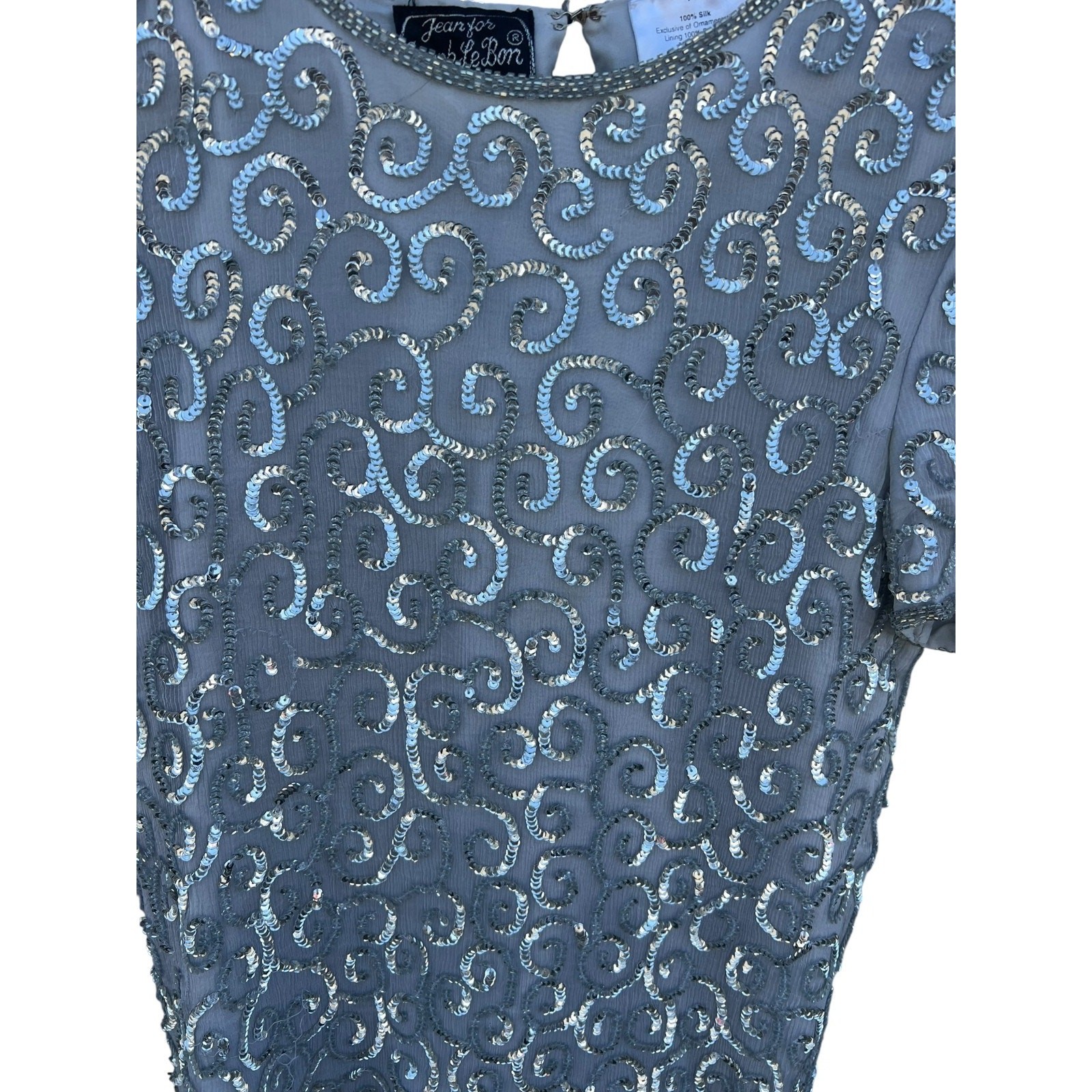Joseph Le Bon Women’s Gray Silver Glitter Sequin Blouse Size Petite 8