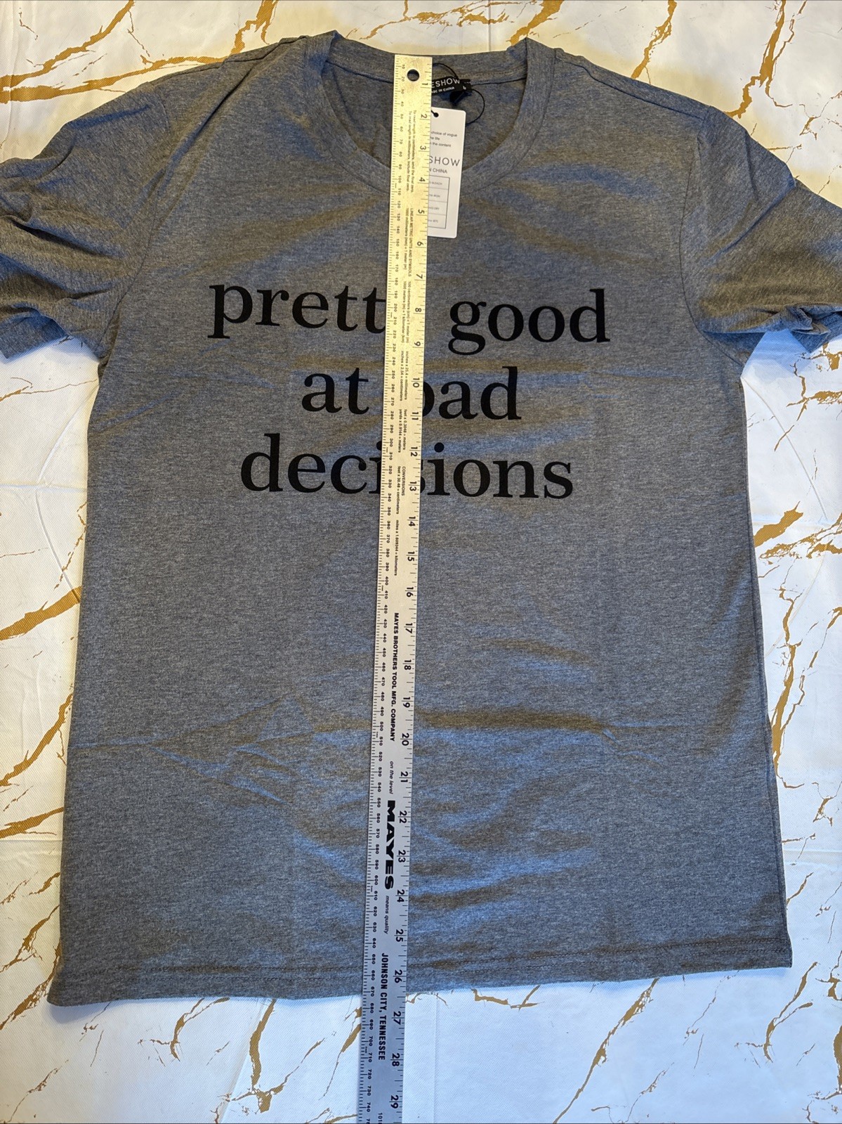 SHESHOW Women’s T-Shirt Dark Grey NWT “Pretty Good At Bad Decisions” Medium M