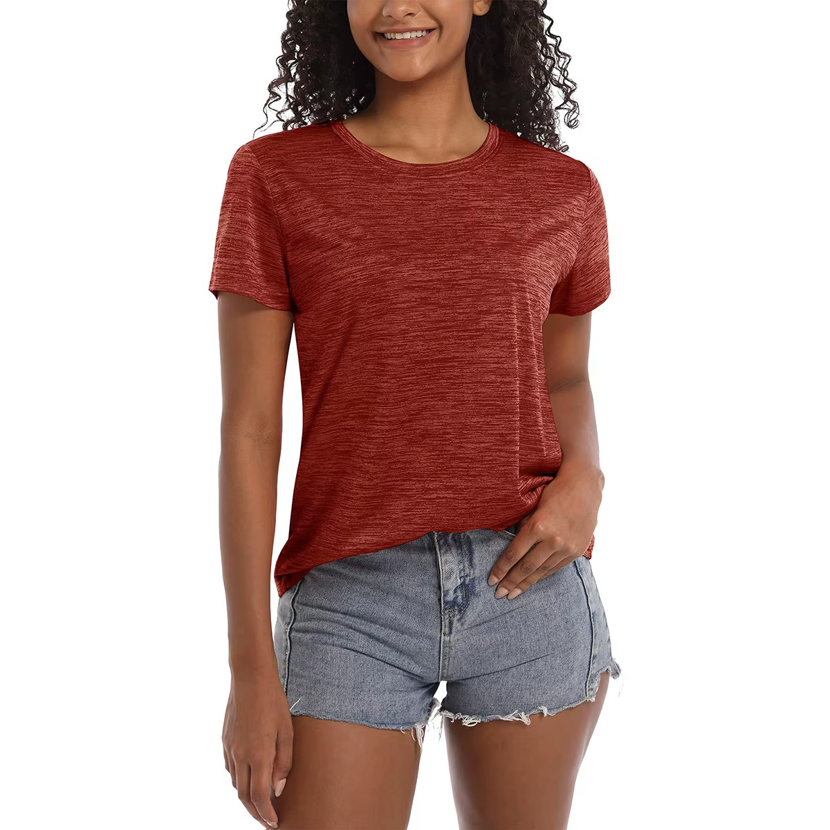 I Womens Sports T-Shirt Short Sleeve Quick Dry Lightweight Gym Top Summer