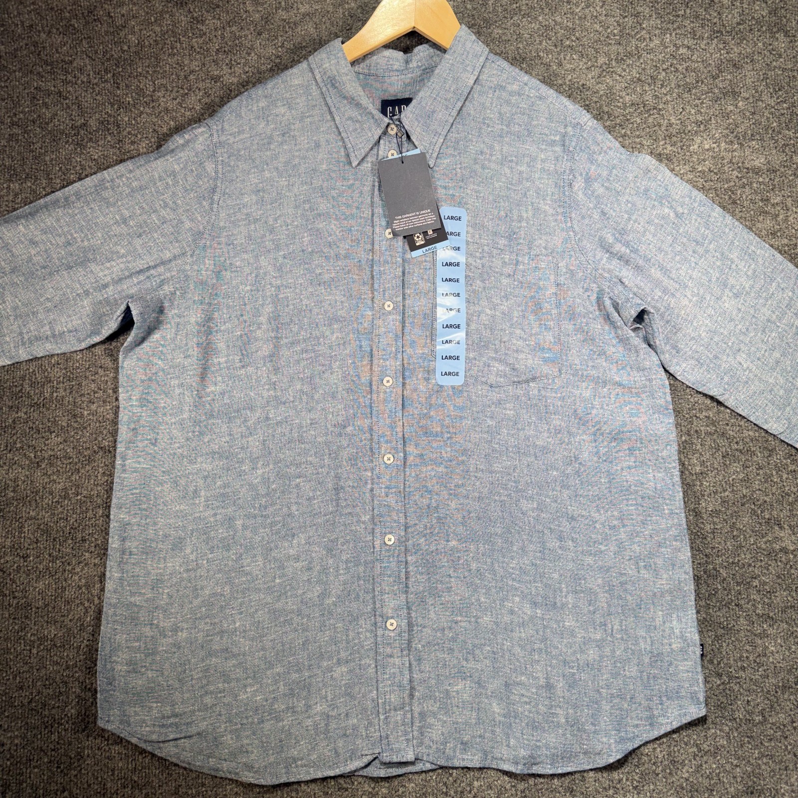 Gap Linen Shirt Women’s Large Blue Linen Rayon Blend Casual Breathable Comfort
