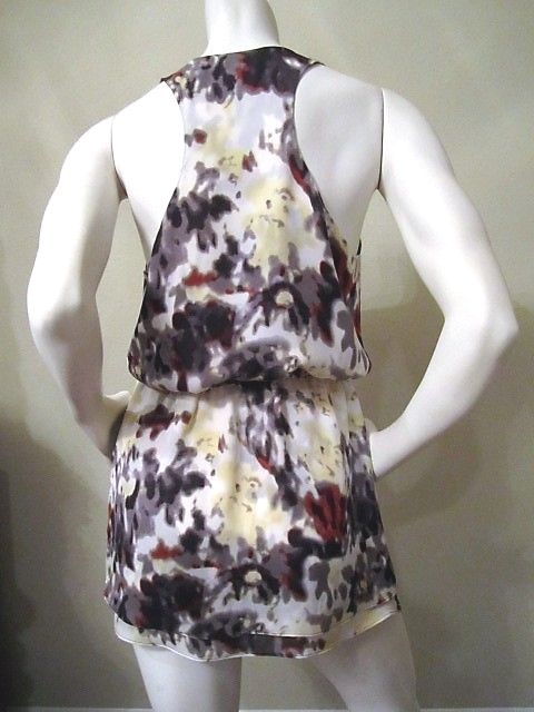 PARKER 100% SILK MULTICOLOR PRINT RACED BACK SLEEVELESS BLOUSE SIZE: S