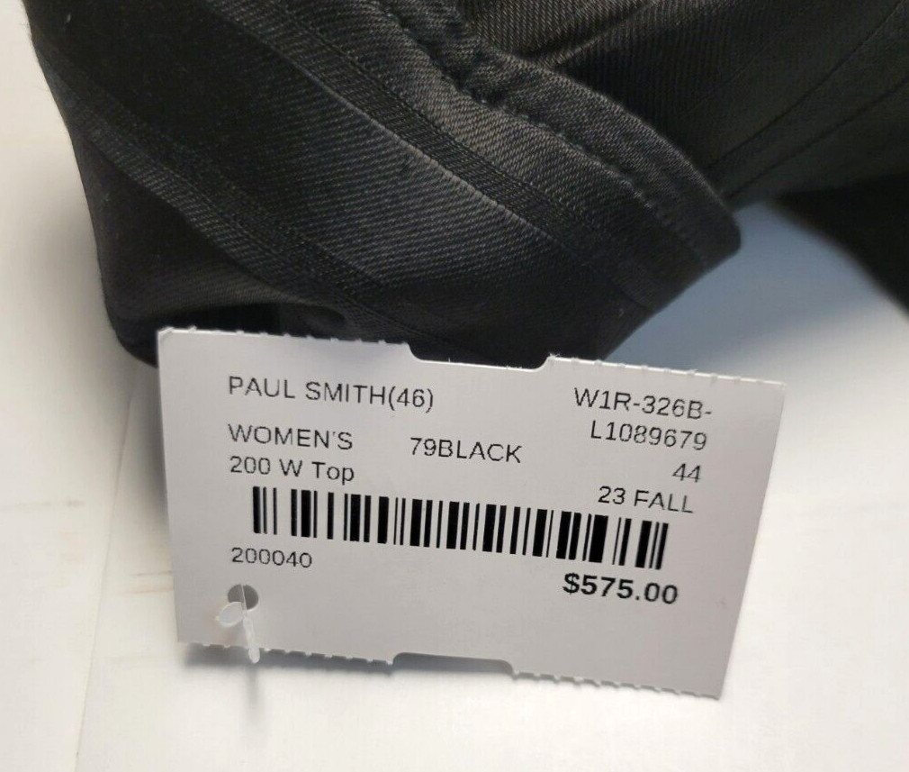New $575 Paul Smith Button Viscose Blend Shirt Blouse Women’s LARGE IT 44 Black