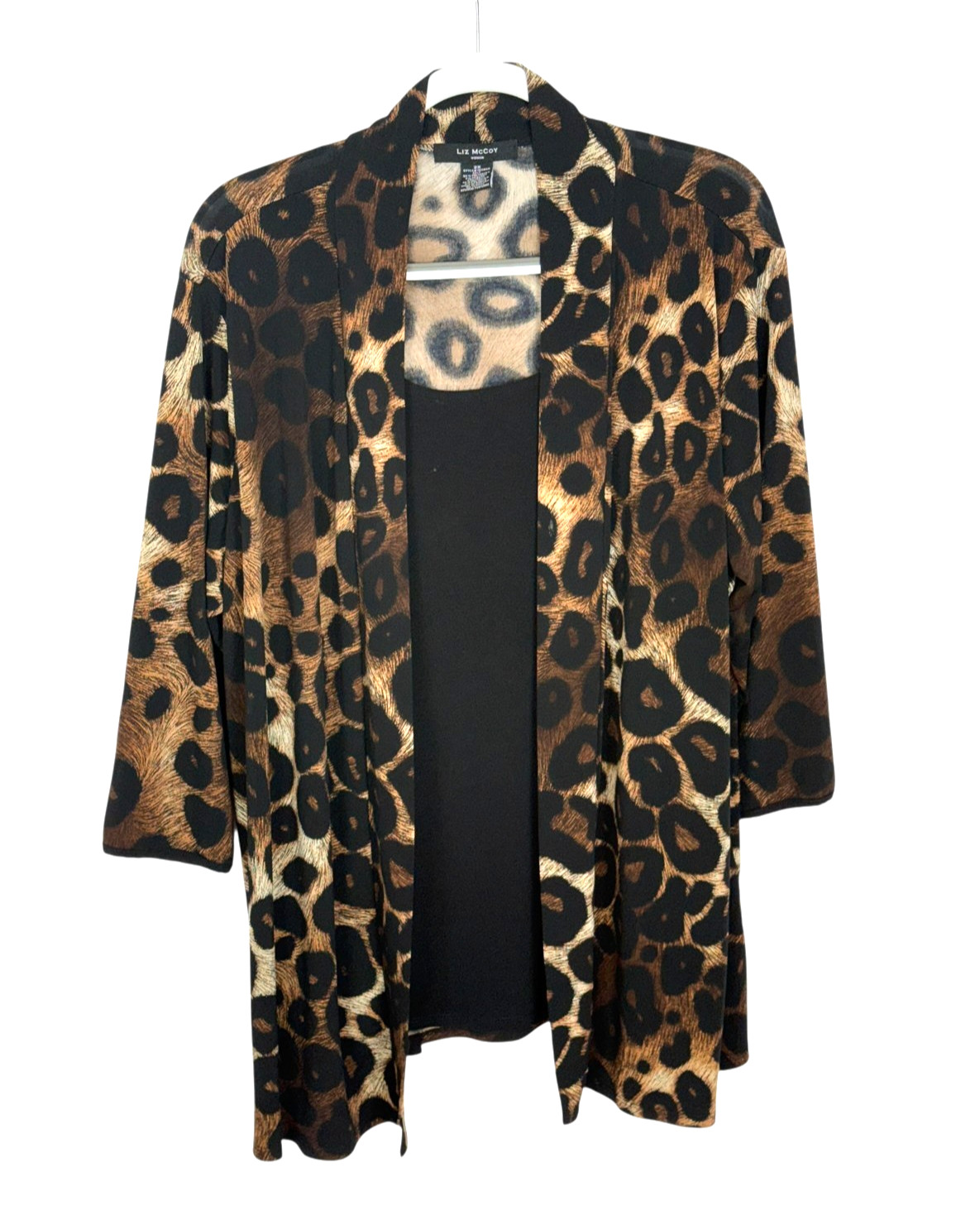 Liz Mccoy tunic twofer size 2x animal print stretch relaxed mob wife