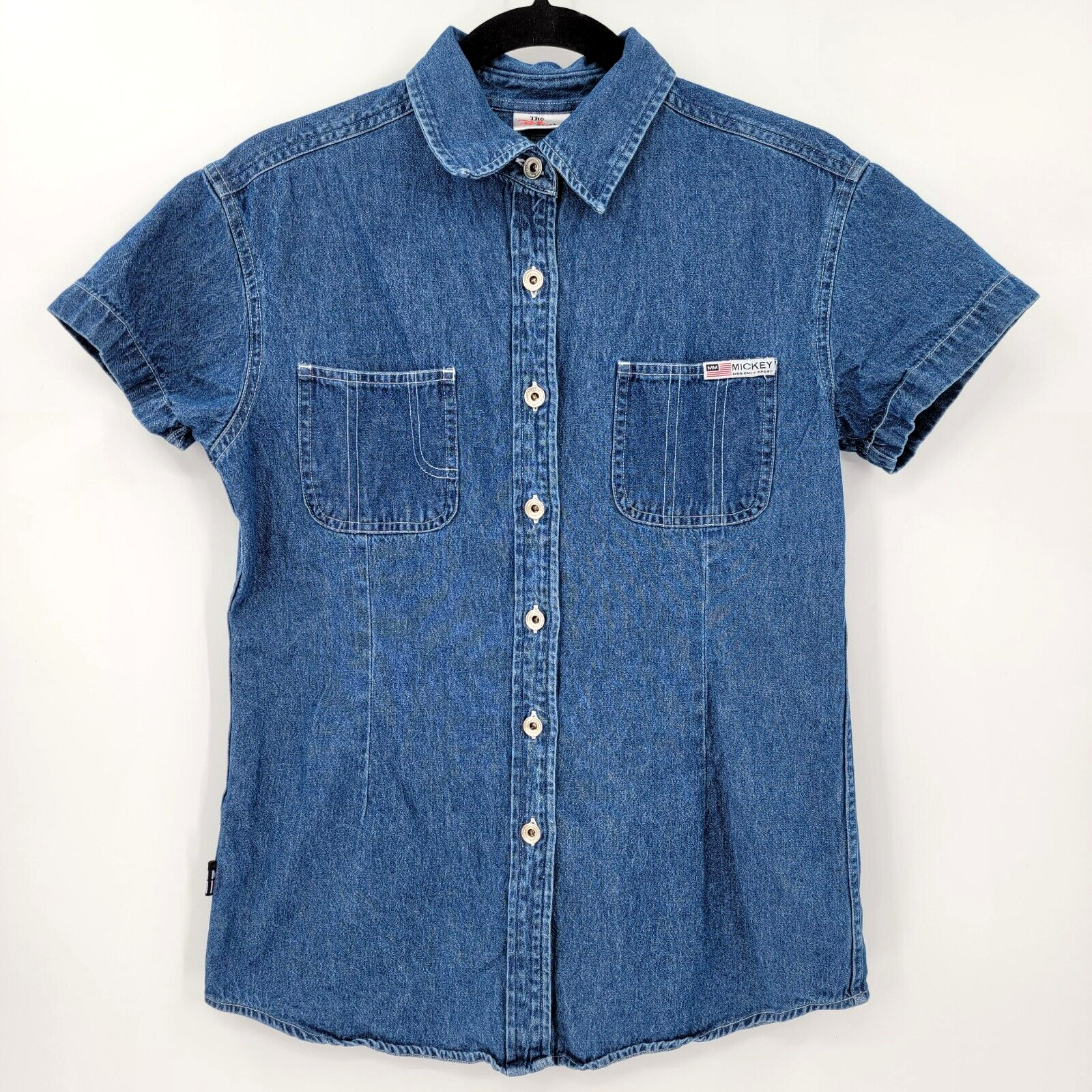 The Disney Store Women’s Small VTG Blue Mickey Minnie Denim Button Shirt