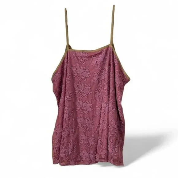 LOGO Lavish by Lori Goldstein plus size 3X floral embroidered mesh camisole