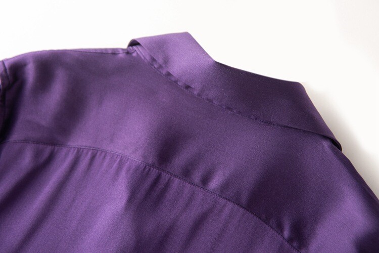 Women’s Mulberry Silk Shirt Long-Sleeve Satin Solid Color Button Soft Breathable