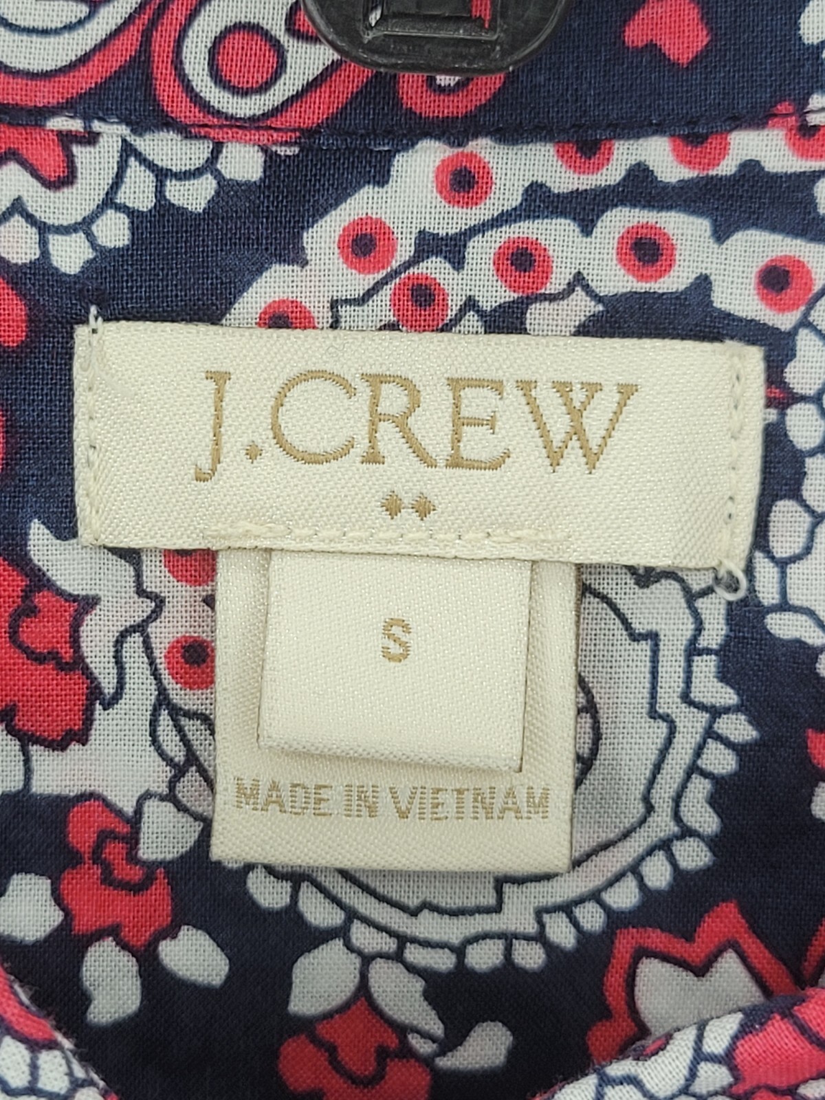 J Crew Top Womens Small Blue Red White Floral Paisley Button Up Feminine