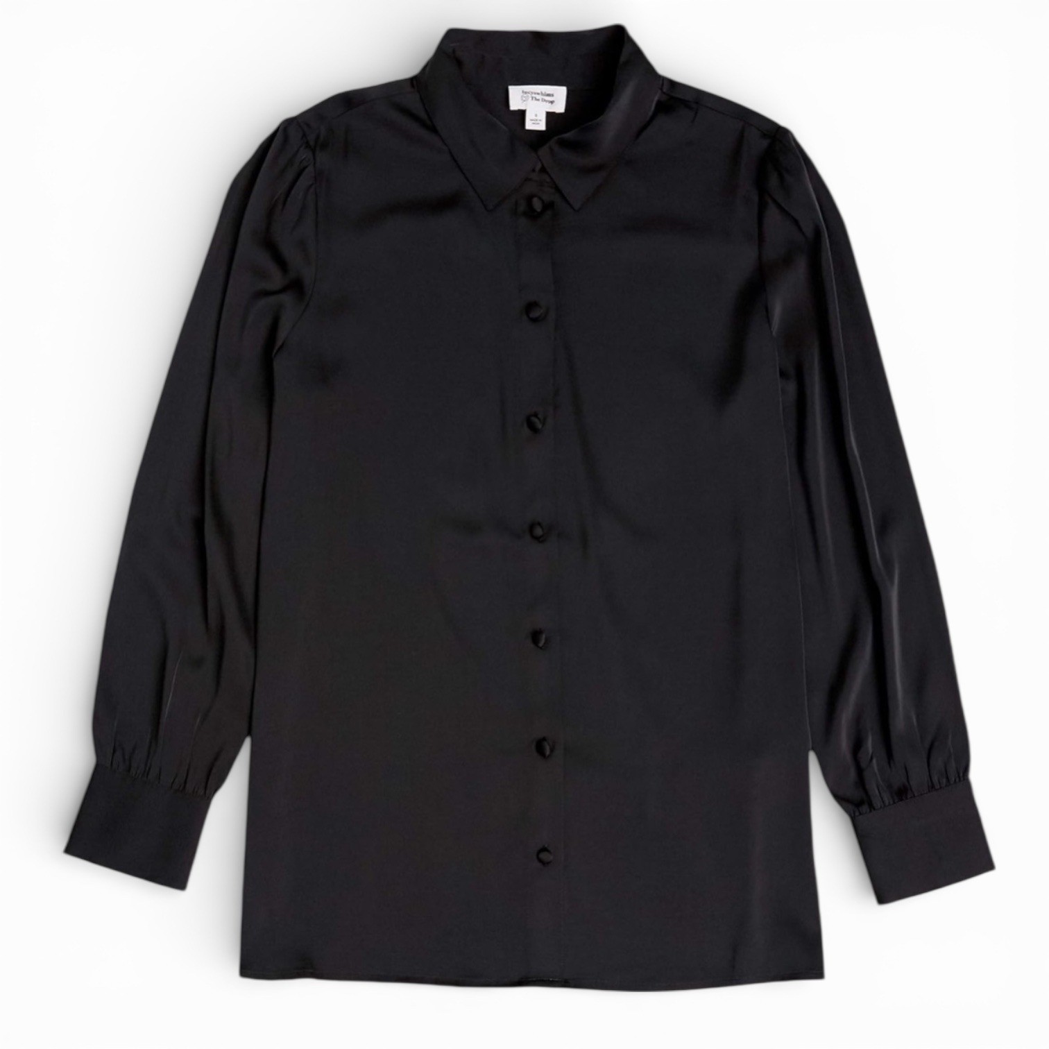 The Drop Lucyswhims Shirt Black Long Sleeve Button Up Top Size S