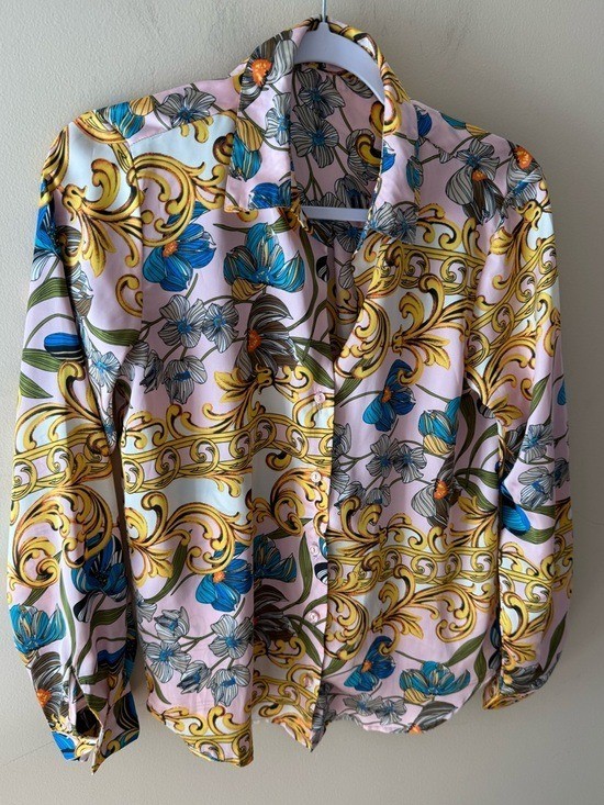 Timing Blouse paisley link long sleeve silky size Small
