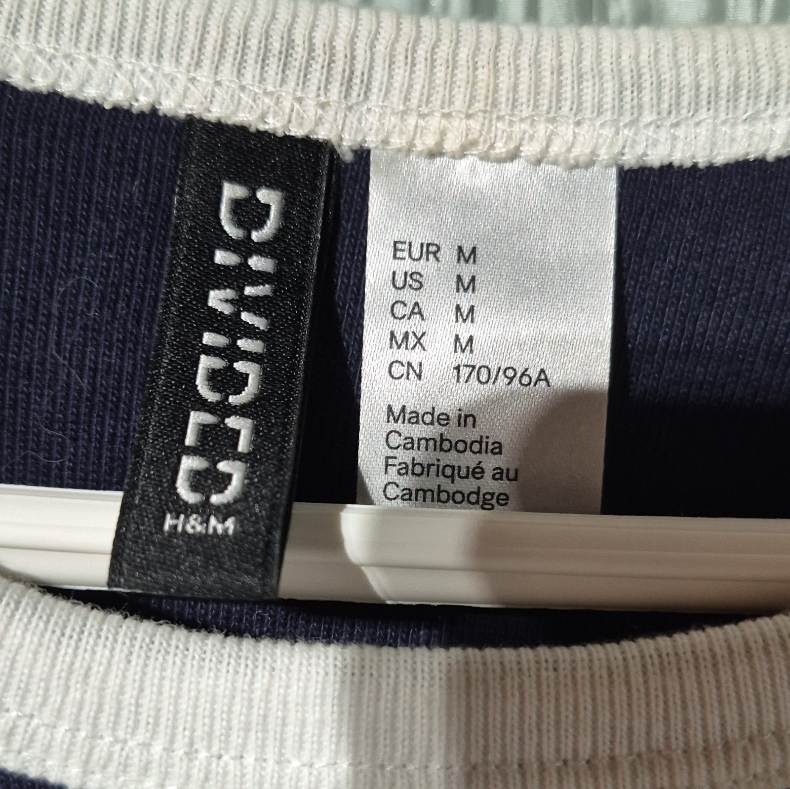 H&M Divided Women’s M Blue White Crew Neck Raglan Short Sleeve Paris T-Shirt