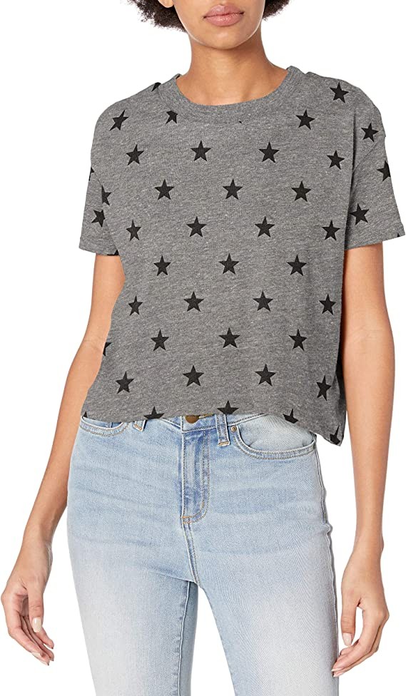 5114EA Hanes Alternative Women’s Cropped T shirt Eco Grey Stars S