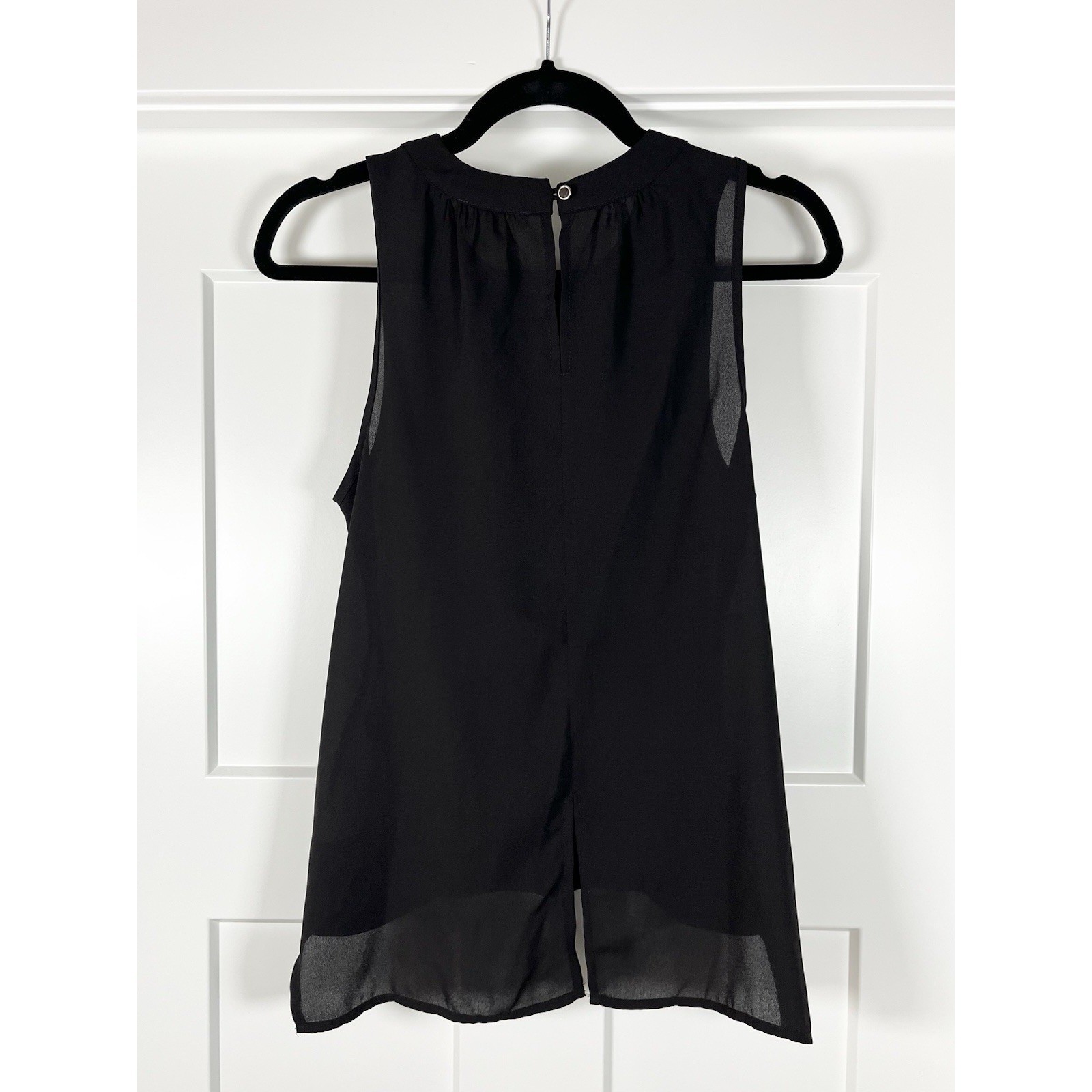 Monteau Blouse Womens S Black Sleeveless Faux Wrap Asymmetrical Hem Pleated Top