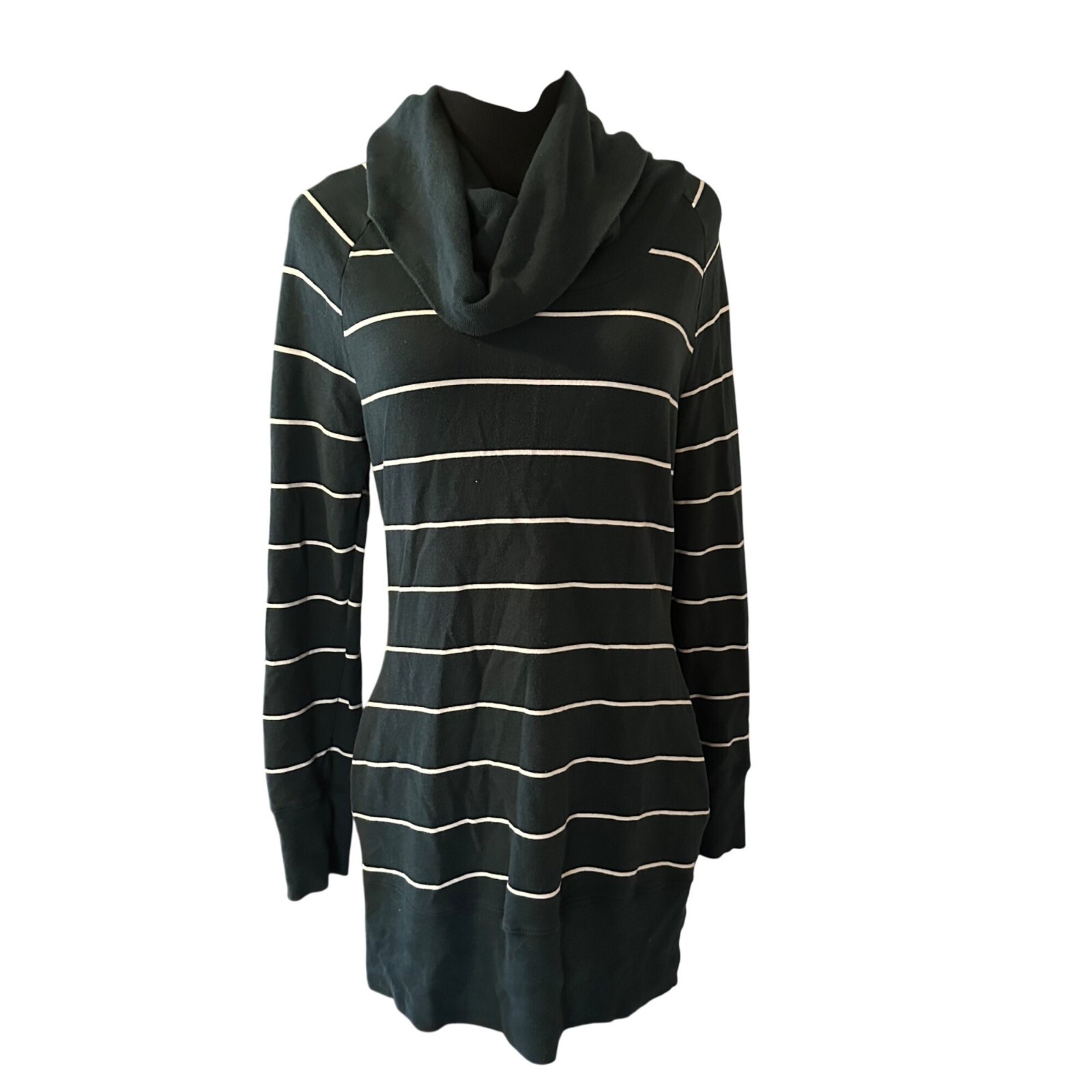 Merona green and white stripes cowl neck long top size M